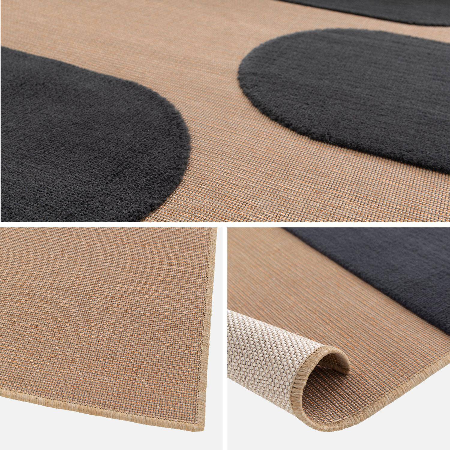 Tapis intérieur/extérieur beige motif géométrique noir 200x290cm tissé plat  Photo4