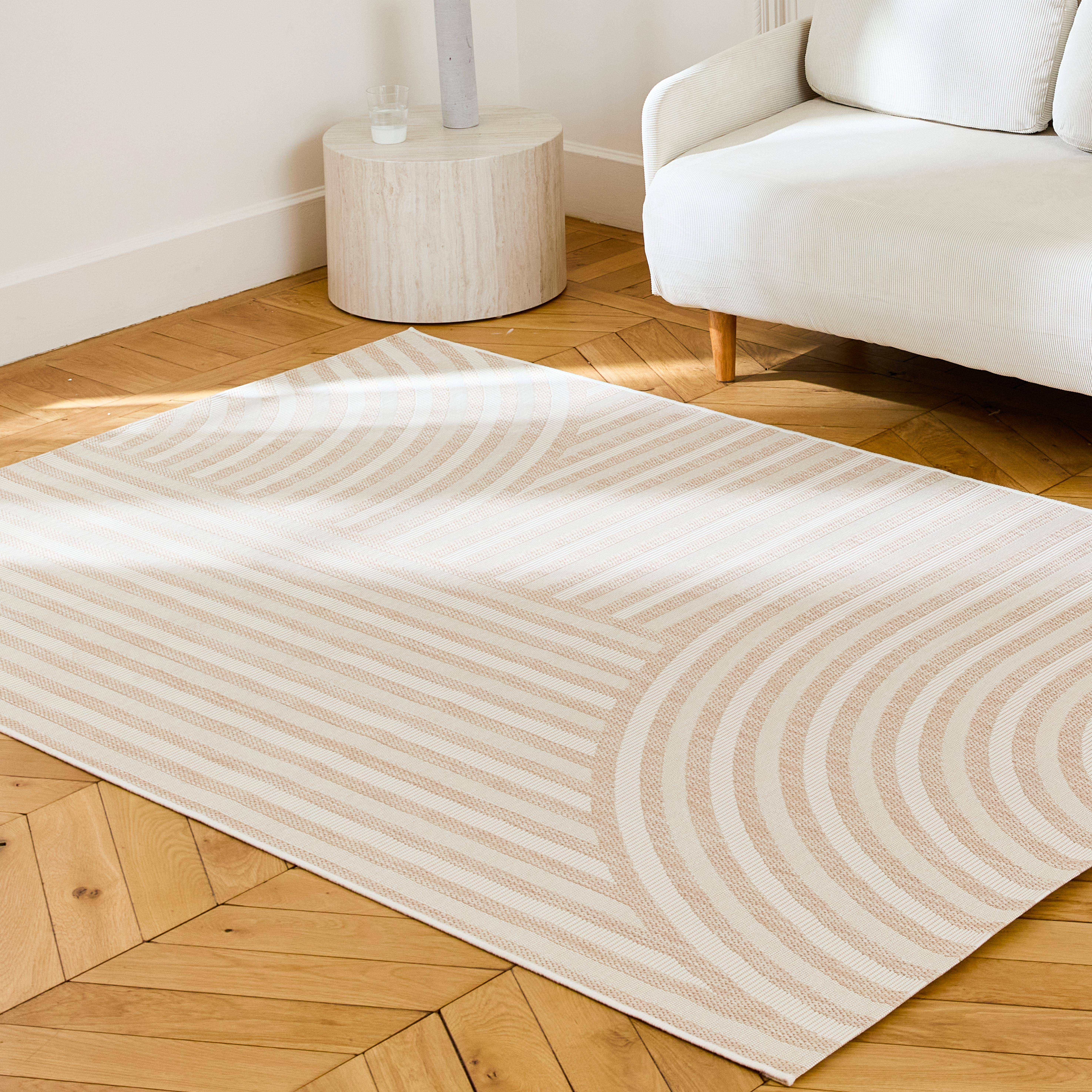 Indoor/outdoor rug with beige arch pattern, recycled polyester, Bellamy, 170x120x1 cm Photo1