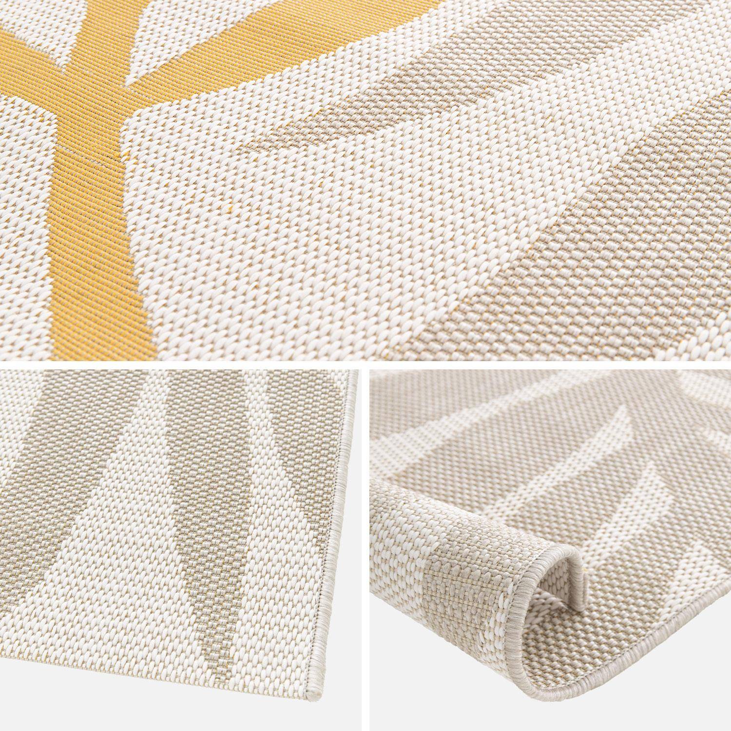 Alfombra de interior/exterior, estampado beige y mostaza, poliéster reciclado, Bloom, 120 x 170 cm Photo3