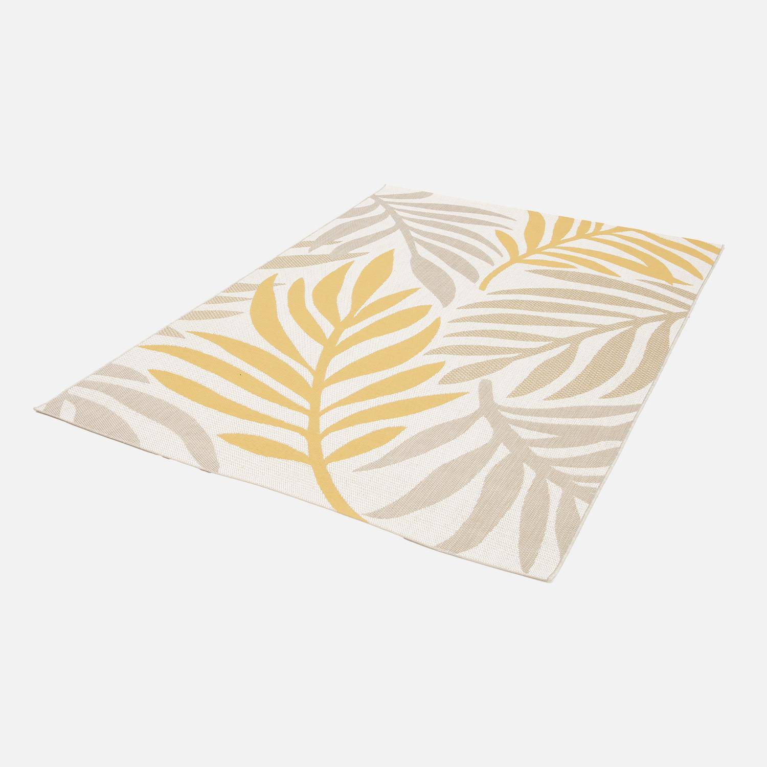 Indoor/outdoor carpet with beige and mustard plant pattern, recycled polyester, Bloom, 120 x 170 cm Photo4
