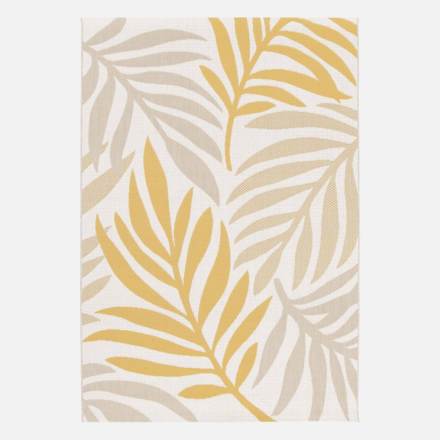Tapis intérieur/extérieur motif végétal beige et moutarde, 200x290cm polyester recyclé  Photo2