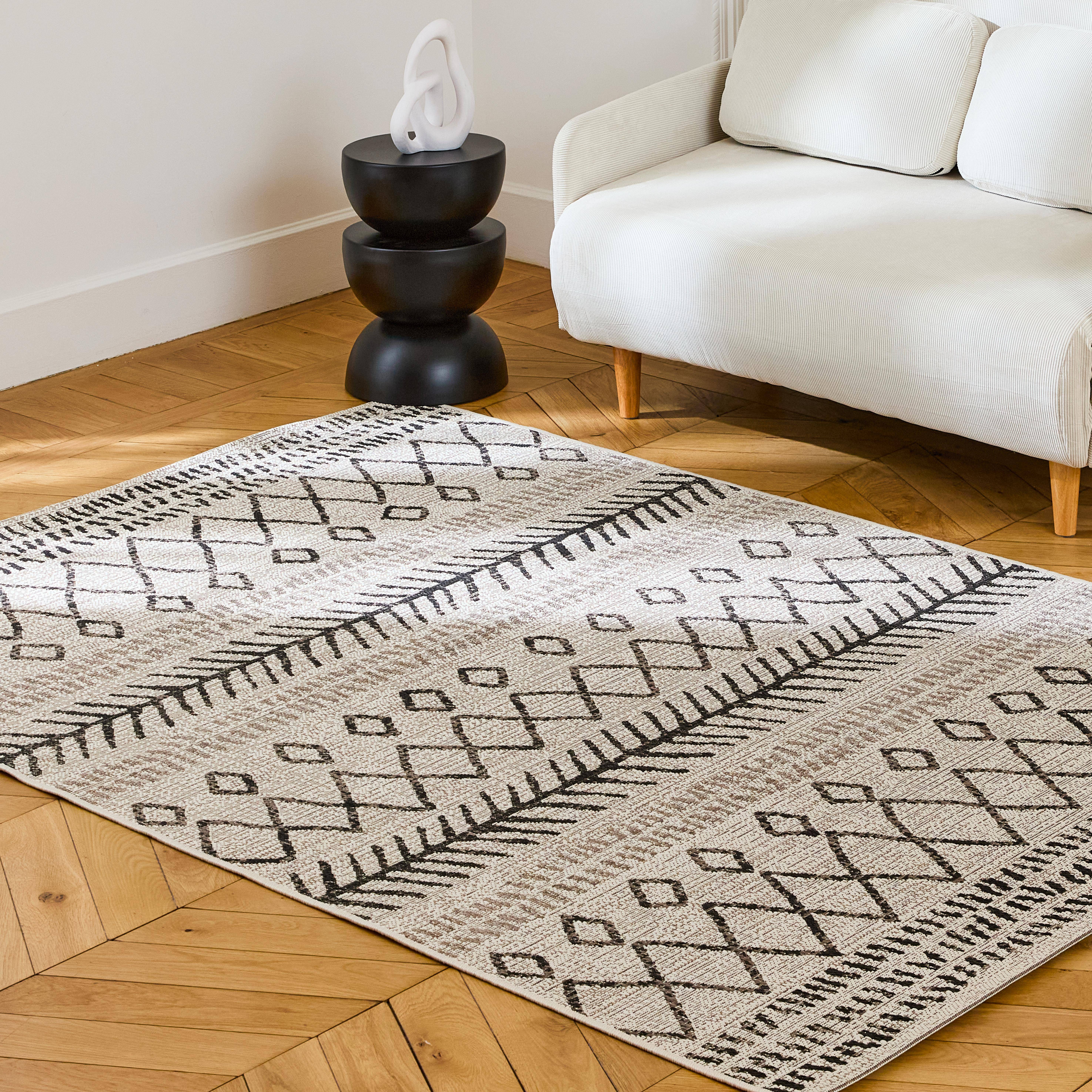 Berber-style interior/exterior rug, cream and black, Brooke, 230x160x0.5 cm Photo1