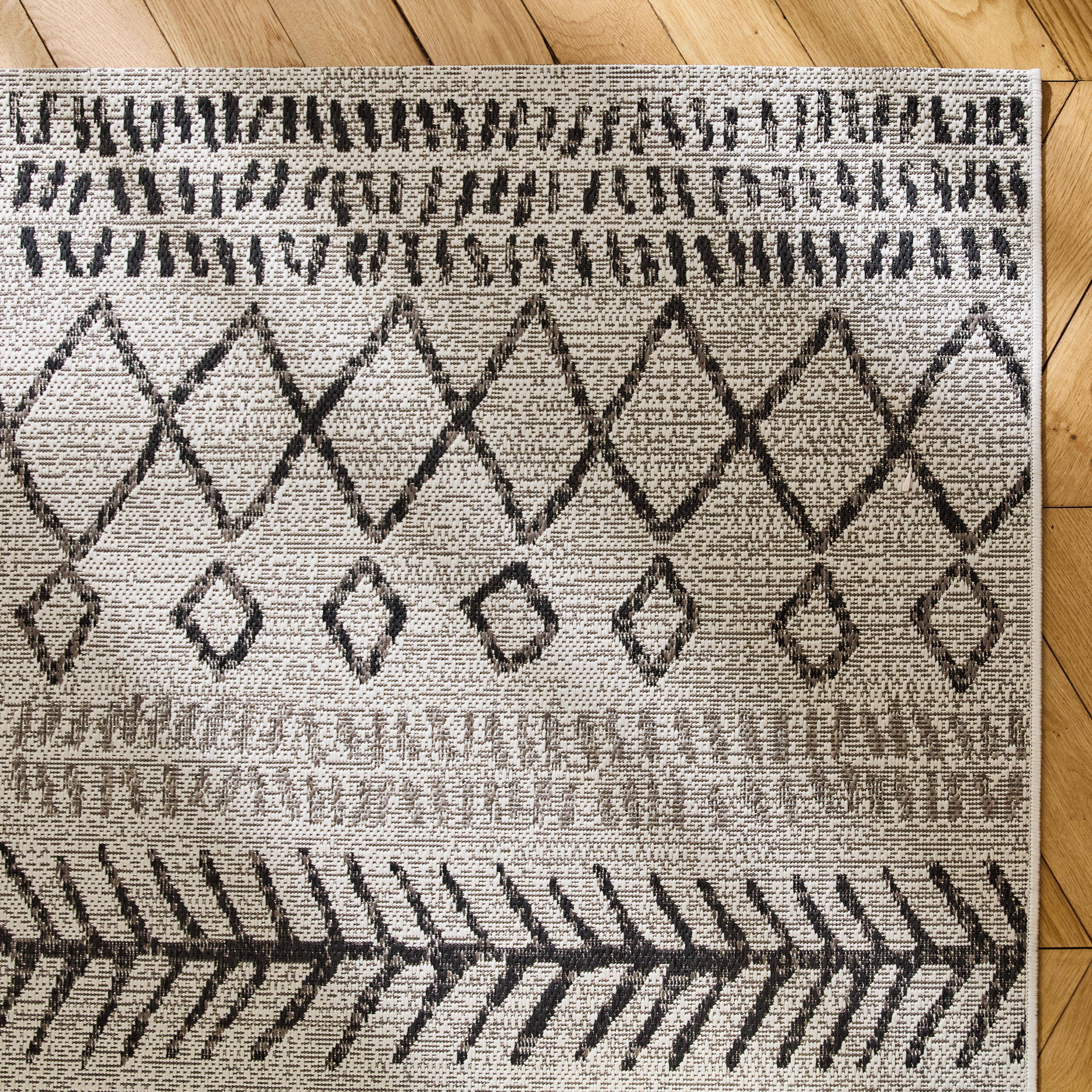 Berber-style indoor/outdoor carpet, flat woven, cream and black, 200 x 290 cm Photo2
