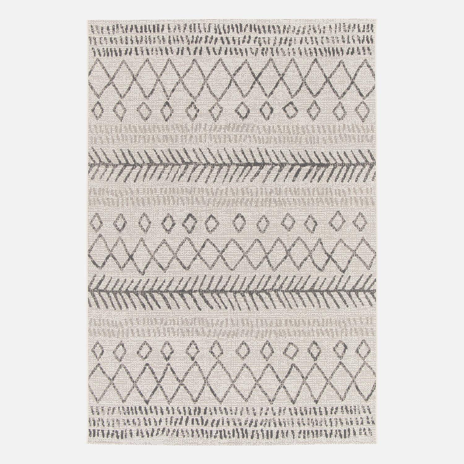 Berber-style indoor/outdoor carpet, flat woven, cream and black, 200 x 290 cm Photo3