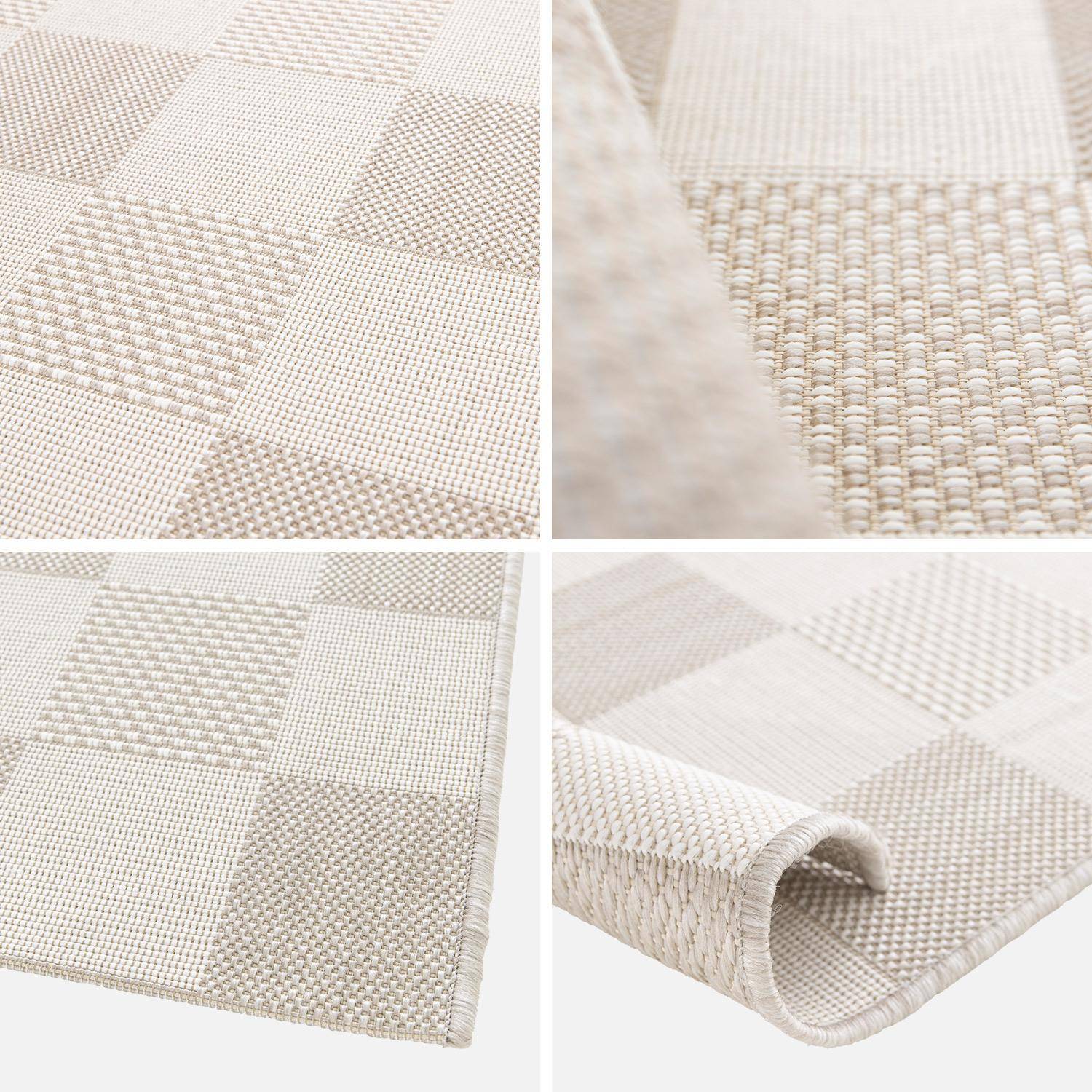Indoor/outdoor carpet with beige chequered pattern, recycled polyester, Damian, 120 x 170 cm Photo3
