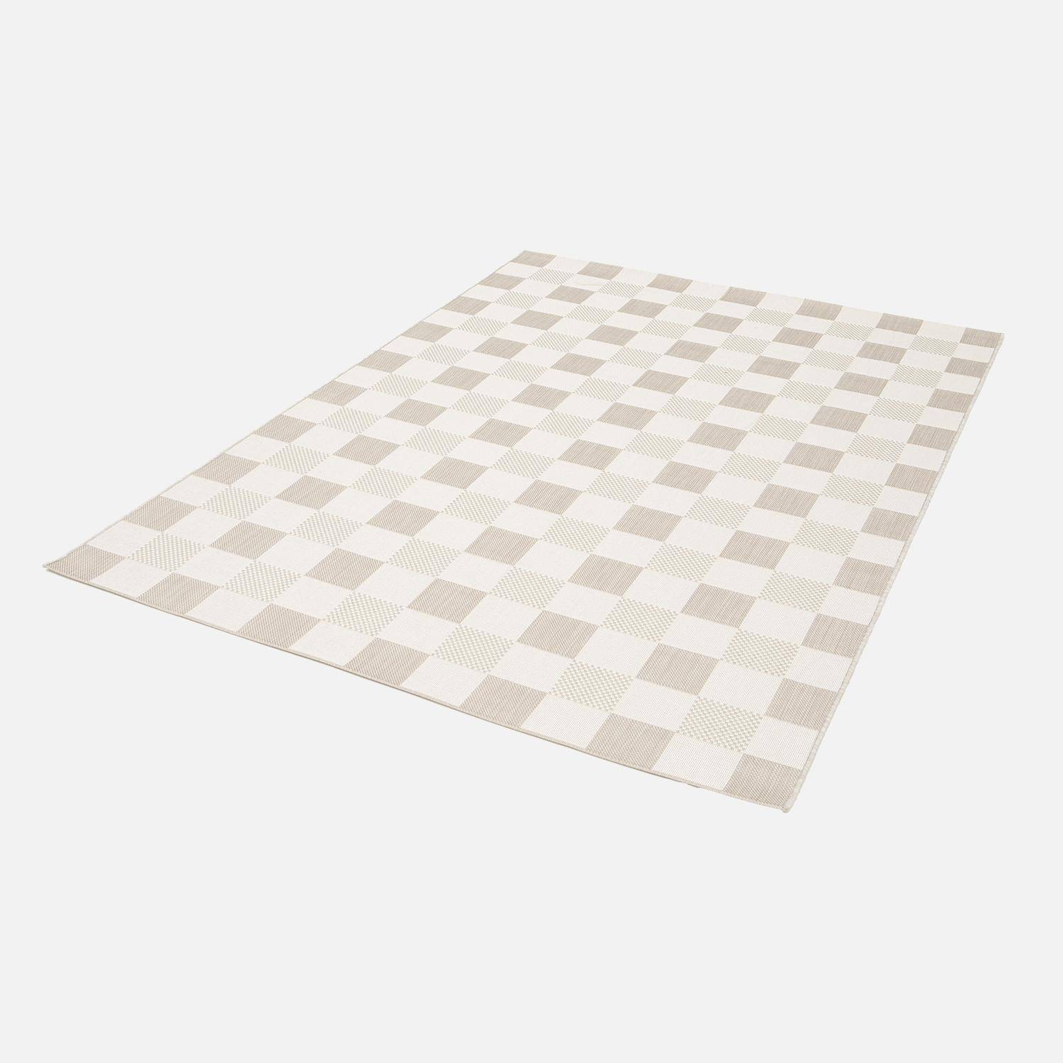 Indoor/outdoor carpet with beige chequered pattern, recycled polyester, Damian, 120 x 170 cm Photo4