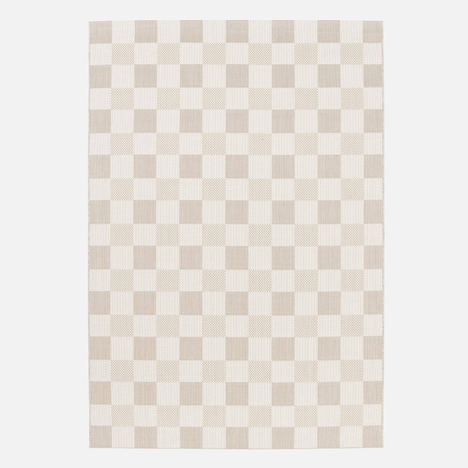 Tapis intérieur/extérieur motif damier beige 160x230cm polyester recyclé  Photo2