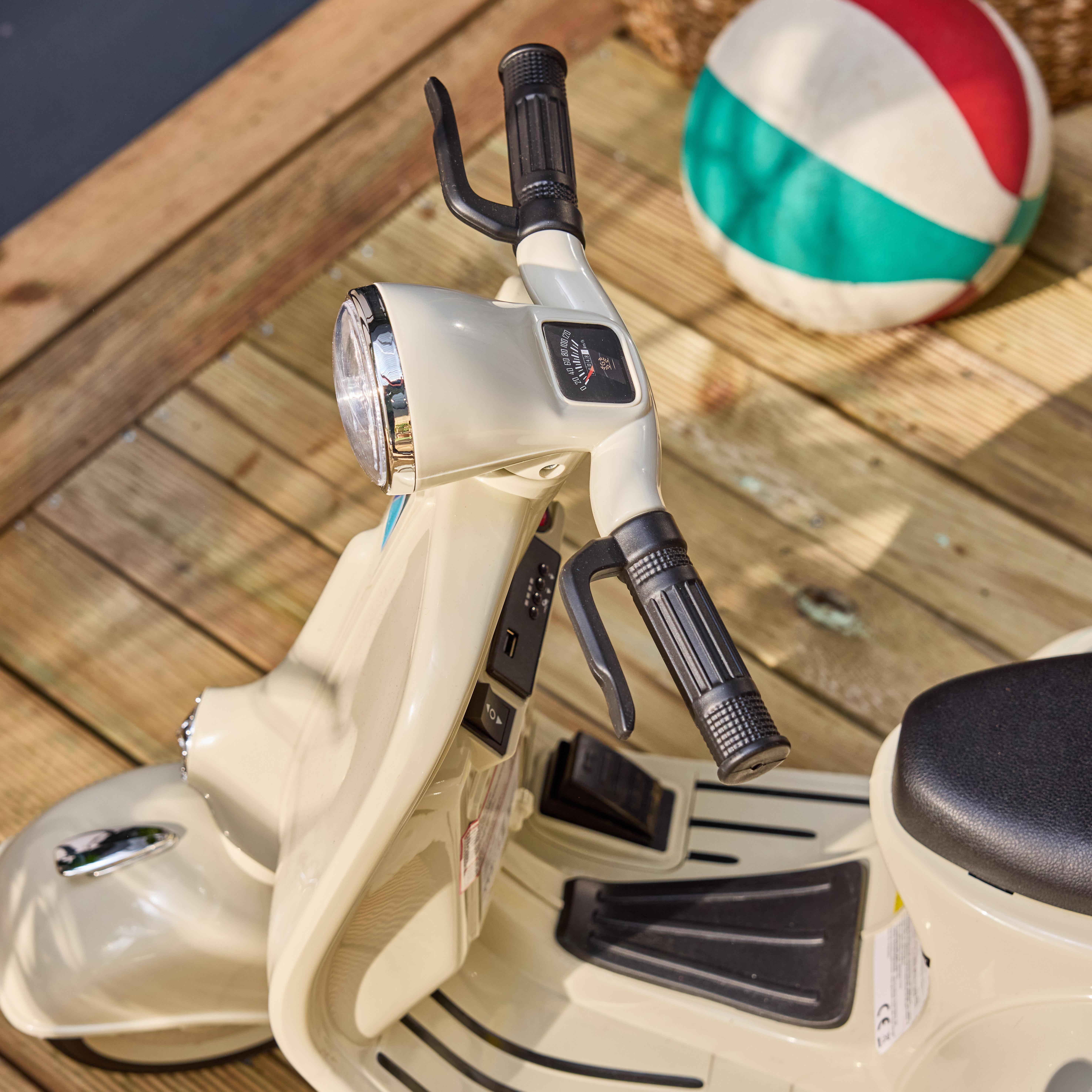 Elektrische scooter voor kinderen Vespa 12V beige, 1 plaats met zijspan Photo2