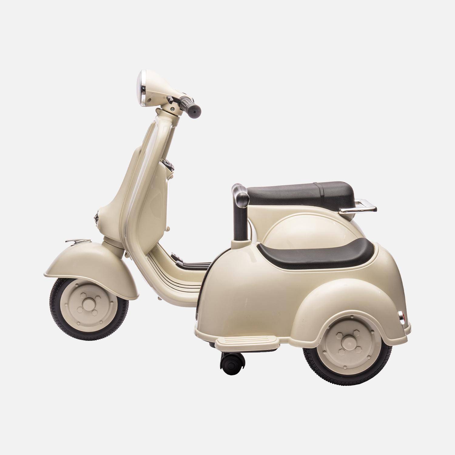 Scooter électrique enfant Vespa 6V beige, 1 place avec porteur  Photo3
