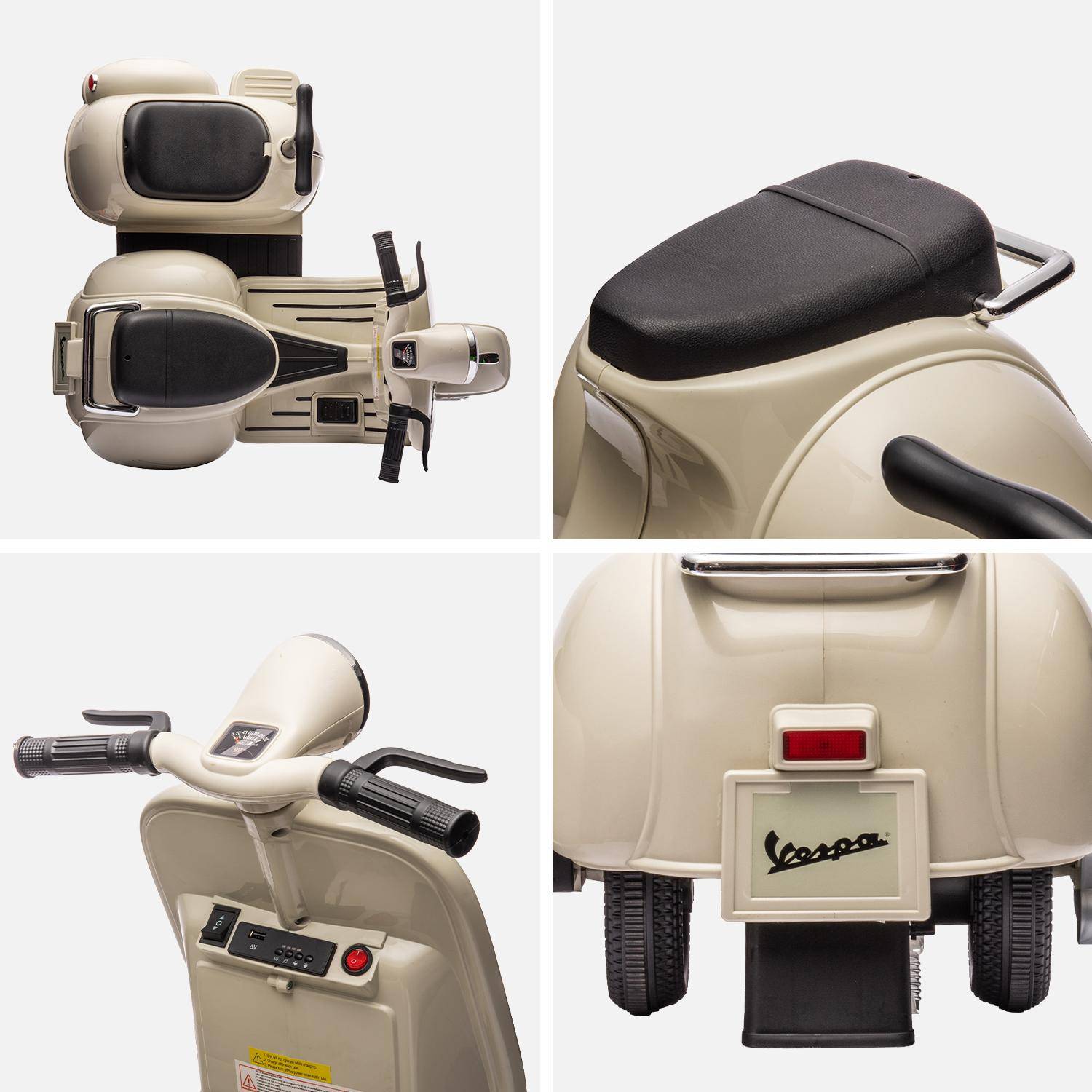 Scooter électrique enfant Vespa 6V beige, 1 place avec porteur  Photo5