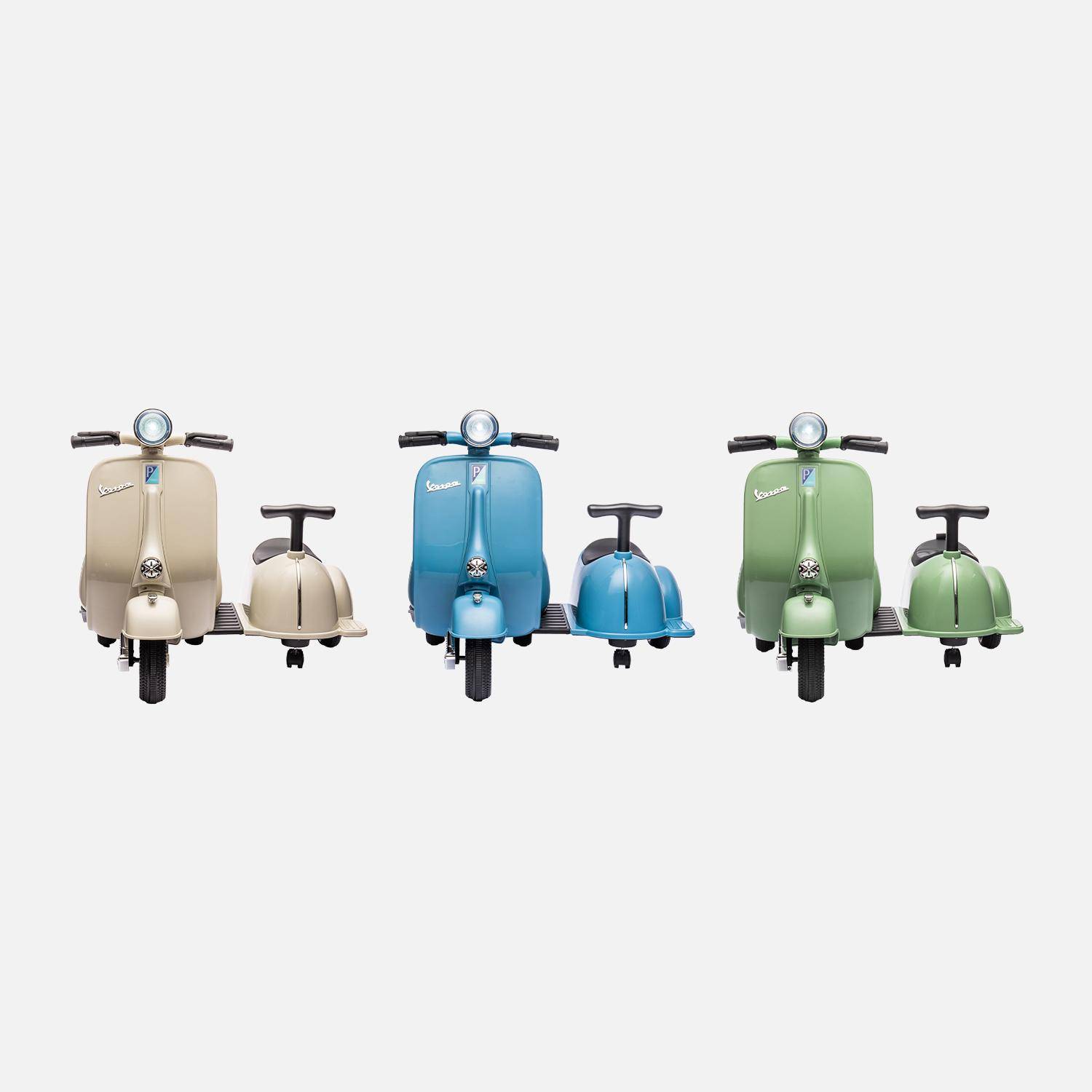 Scooter électrique enfant Vespa 6V beige, 1 place avec porteur  Photo6