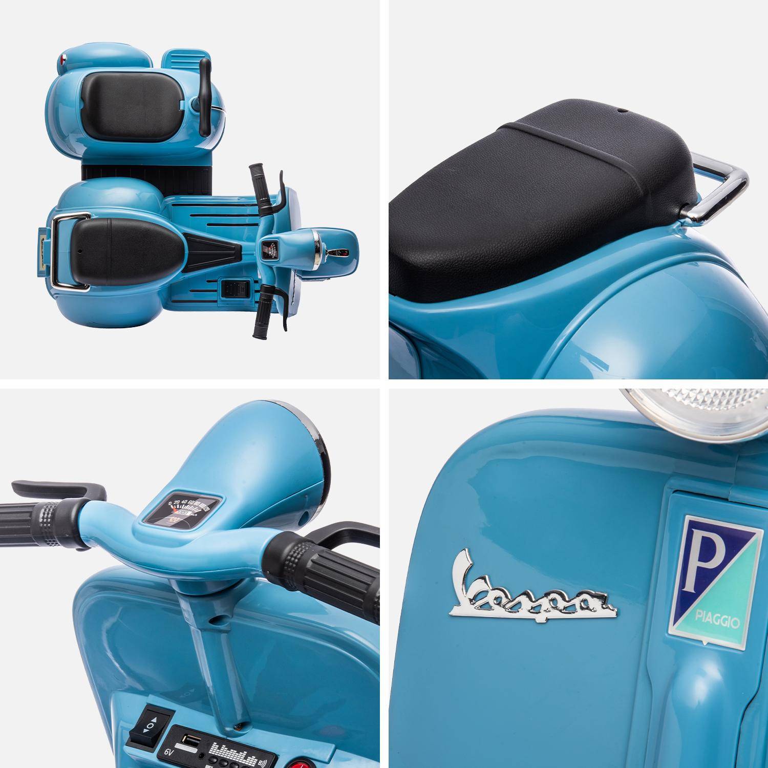 Elektrische scooter voor kinderen Vespa 12V blauw, 1 zitplaats met zijspan Photo7