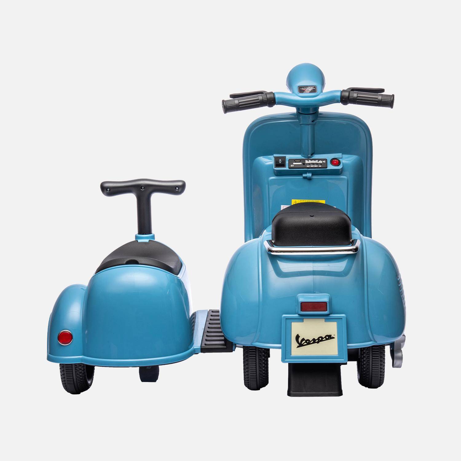 Elektrische scooter voor kinderen Vespa 12V blauw, 1 zitplaats met zijspan Photo6