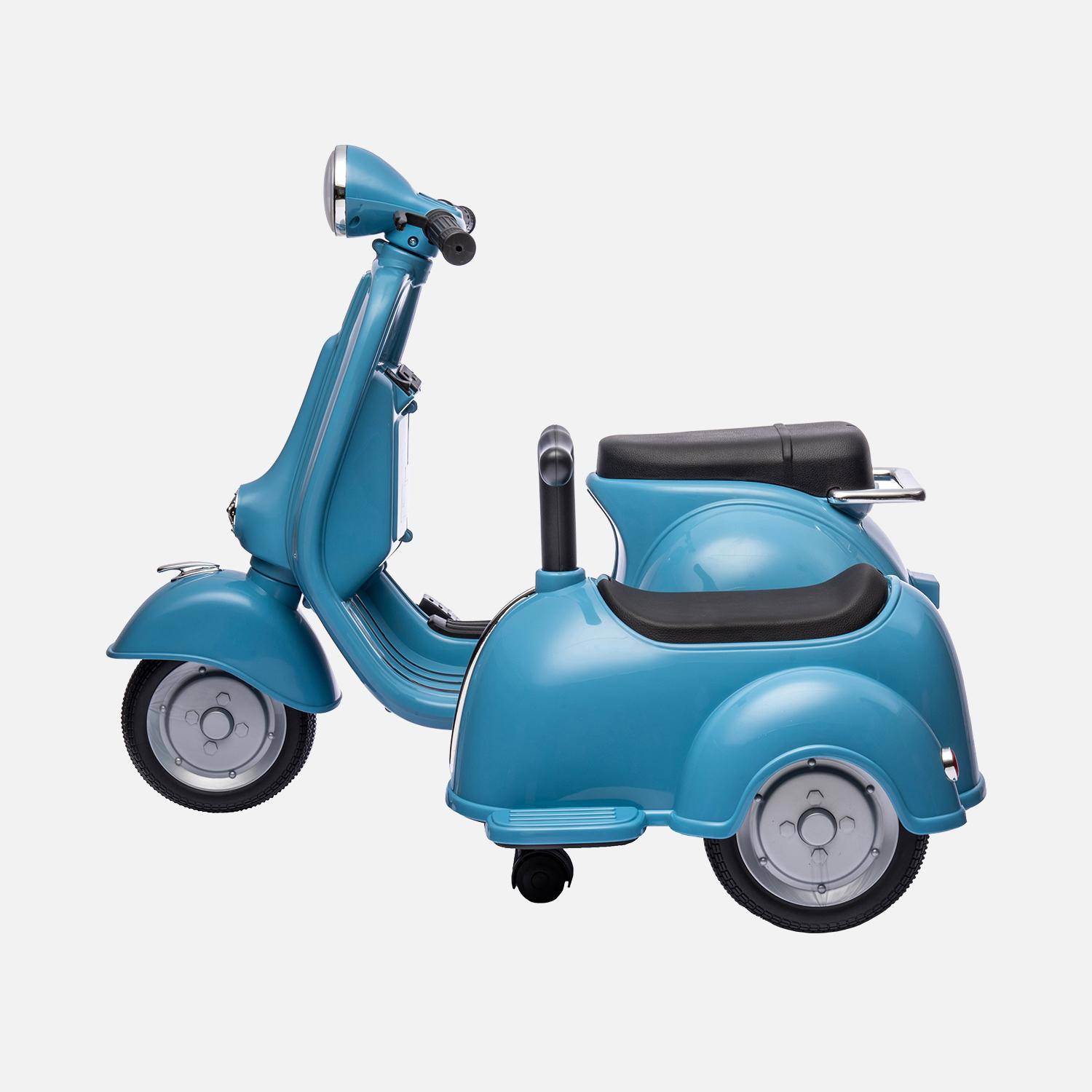Elektrische scooter voor kinderen Vespa 12V blauw, 1 zitplaats met zijspan Photo5