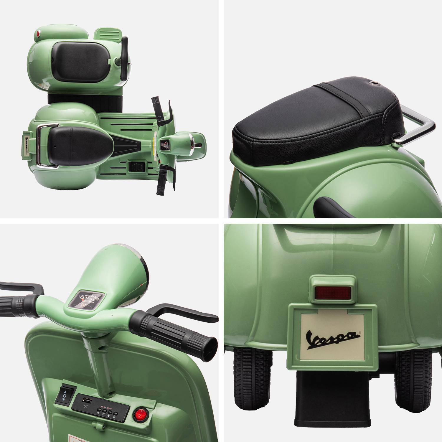 Elektrische kinderscooter, Vespa 12V, groen, 1 zitplaats met zijspan Photo7