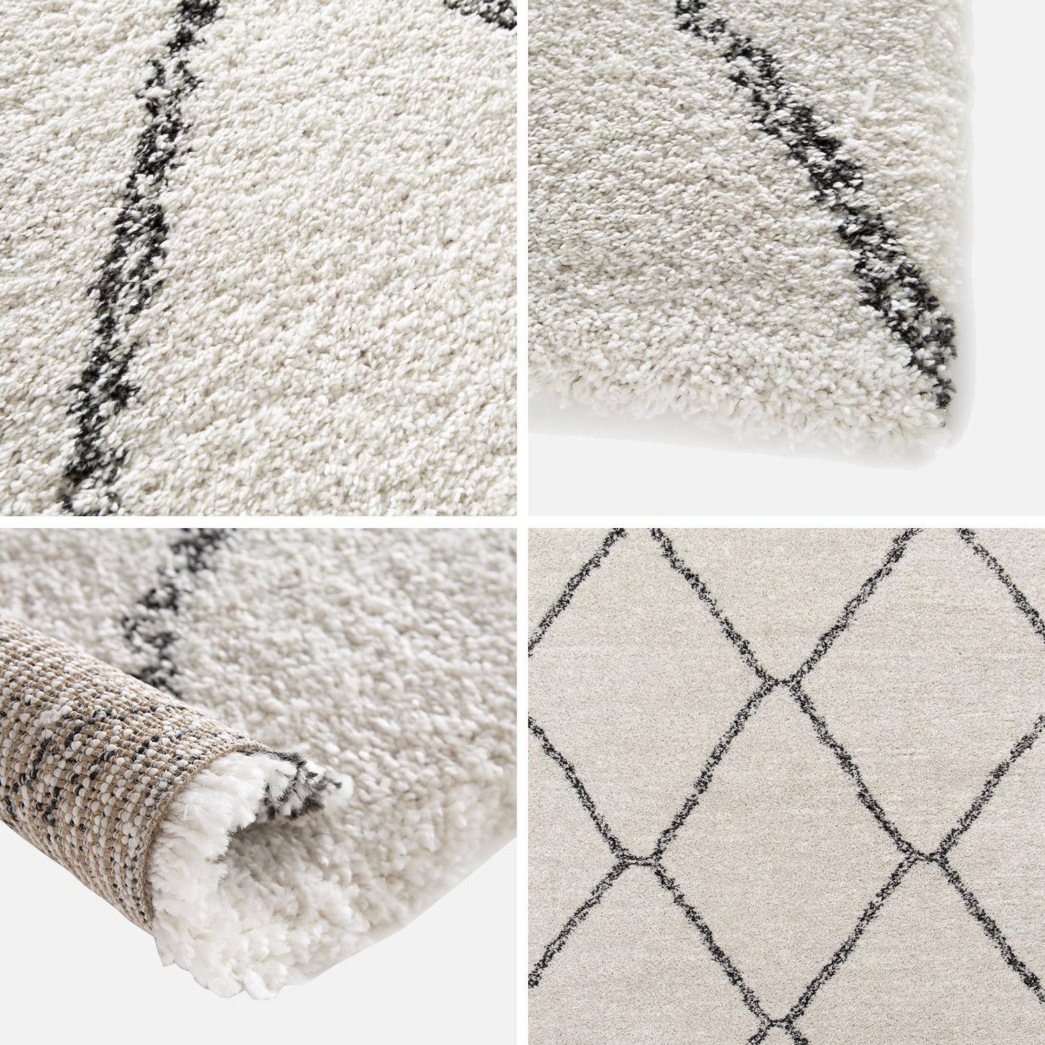 Indoor shaggy rug, long pile, 200x290cm Berber style, white and black Photo2