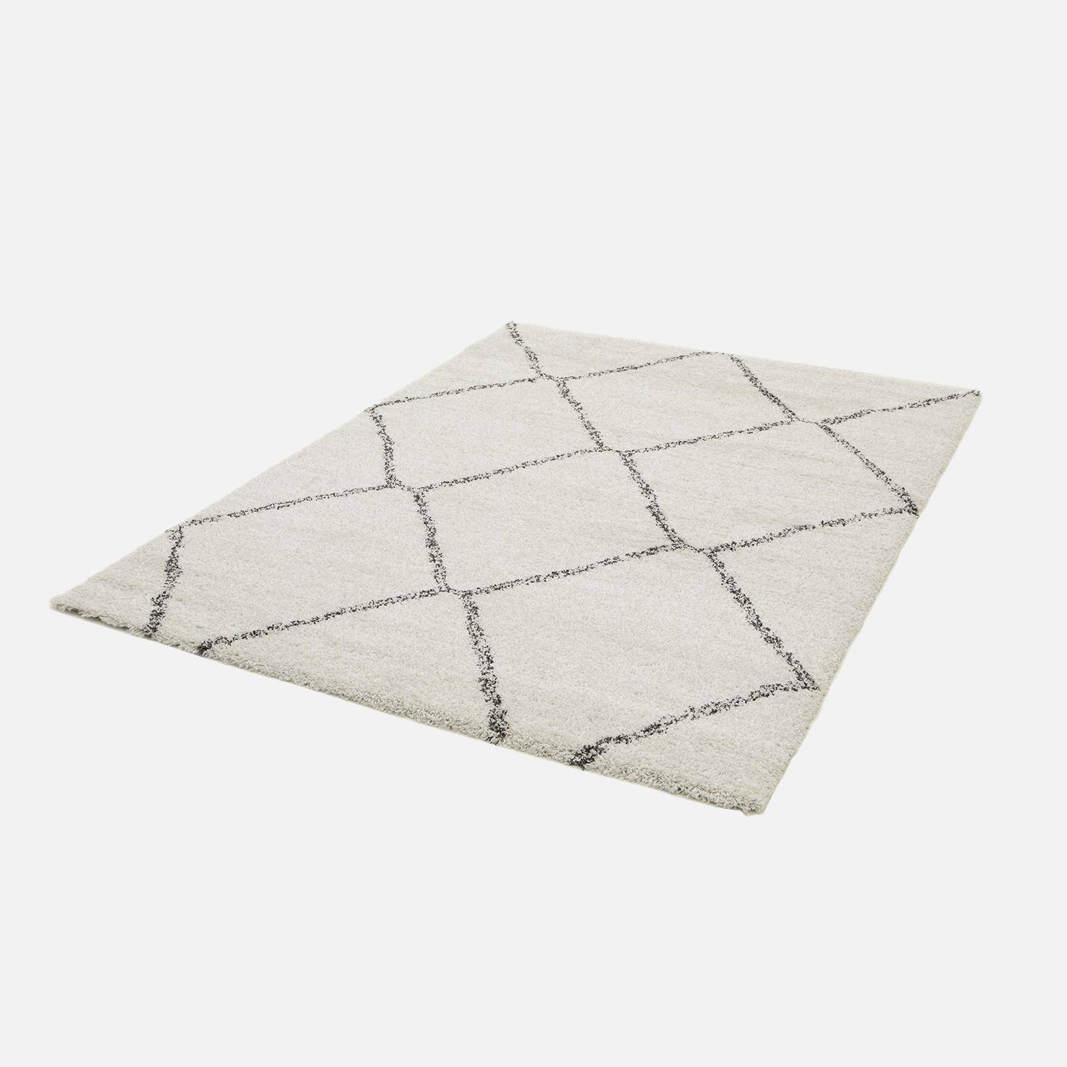 Indoor shaggy rug, long pile, 200x290cm Berber style, white and black,sweeek,Photo3