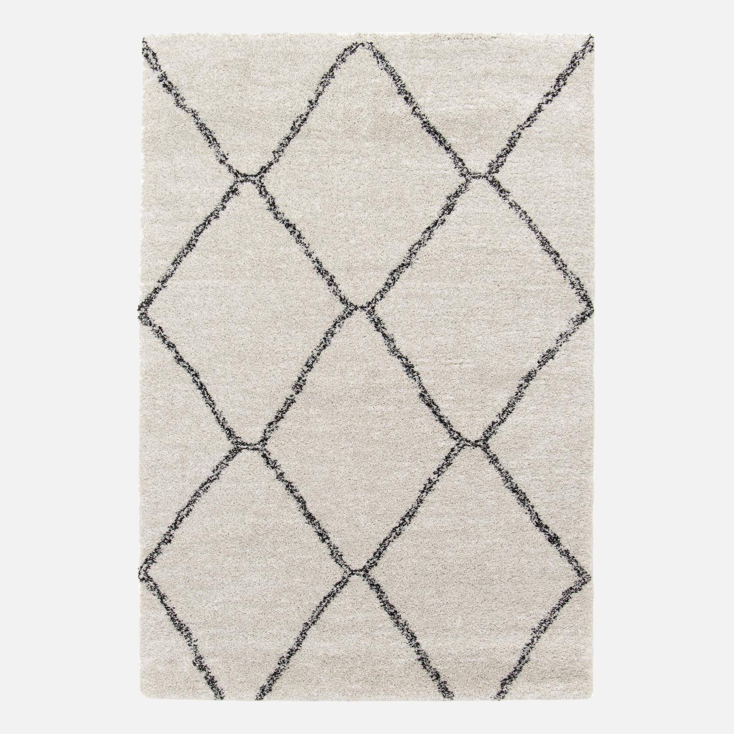 Indoor shaggy rug, long pile, 200x290cm Berber style, white and black,sweeek,Photo1