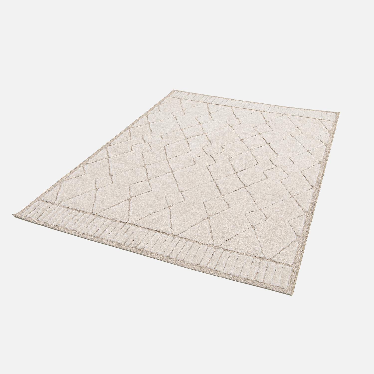 Tapis intérieur motif ethnique berbère 120x170cm poils ras, beige et crème  Photo3