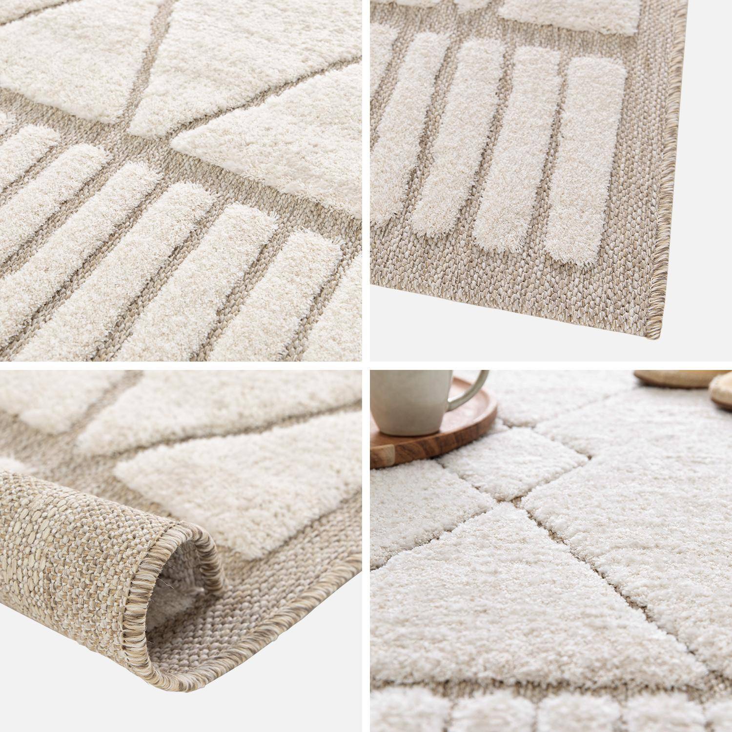 Tapis intérieur motif ethnique berbère 120x170cm poils ras, beige et crème  Photo2