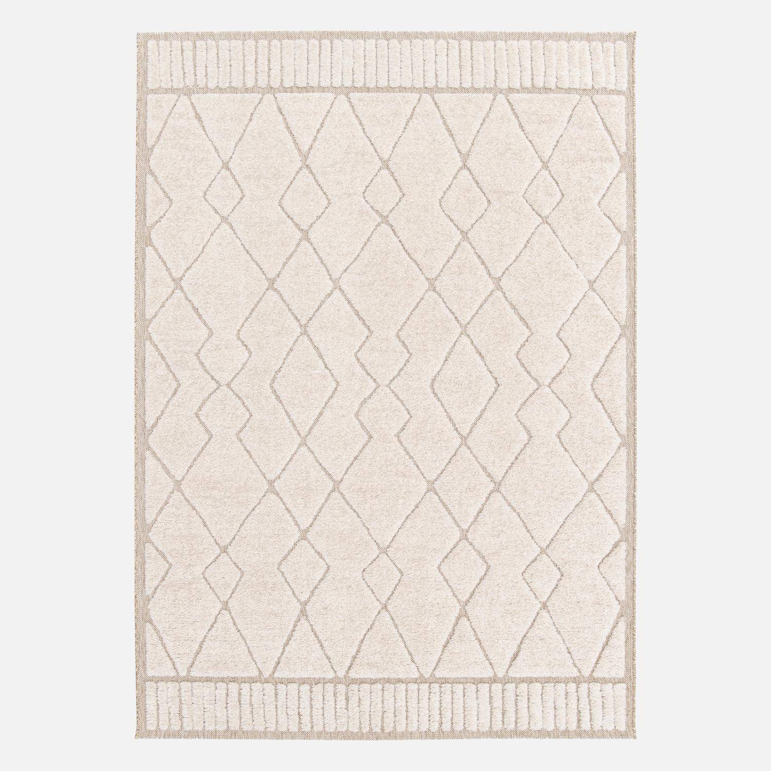 Tapis intérieur motif ethnique berbère 120x170cm poils ras, beige et crème ,sweeek,Photo2
