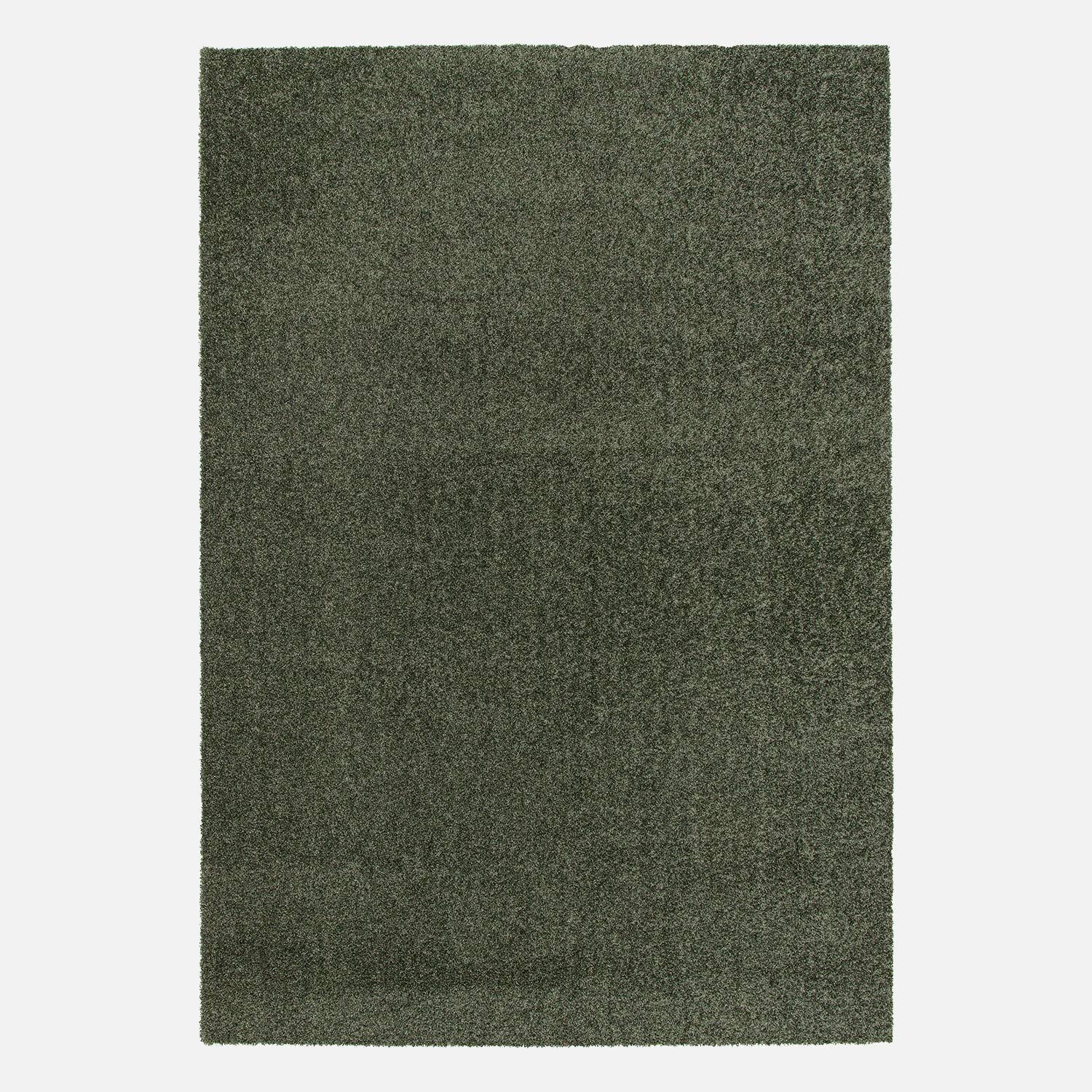 Tappeto per interni in velluto riccio verde scuro, 120x170cm, a pelo corto con effetto pelo ad anello,sweeek,Photo4