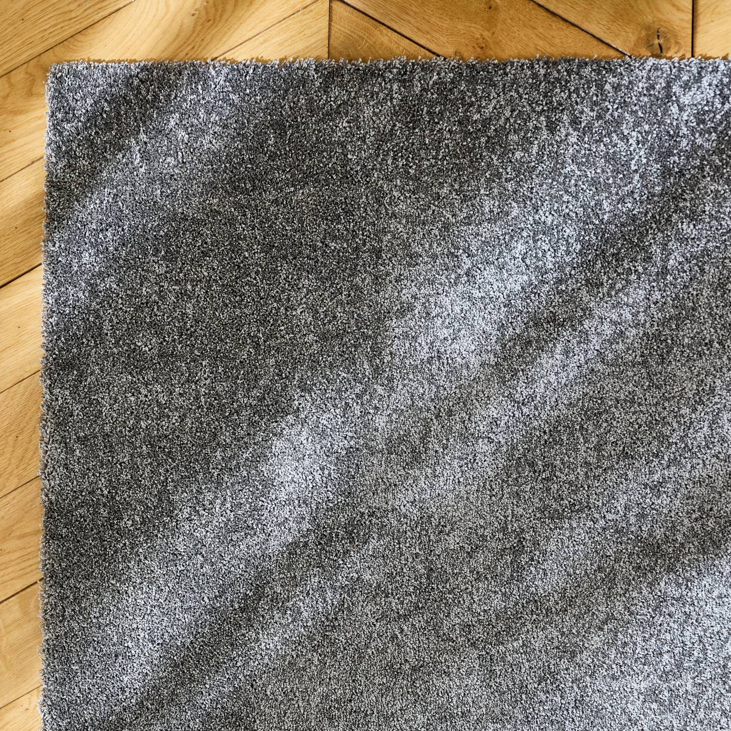 Alfombra interior de terciopelo rizado gris antracita, 120 x 170 cm pelo corto efecto bucle Photo2