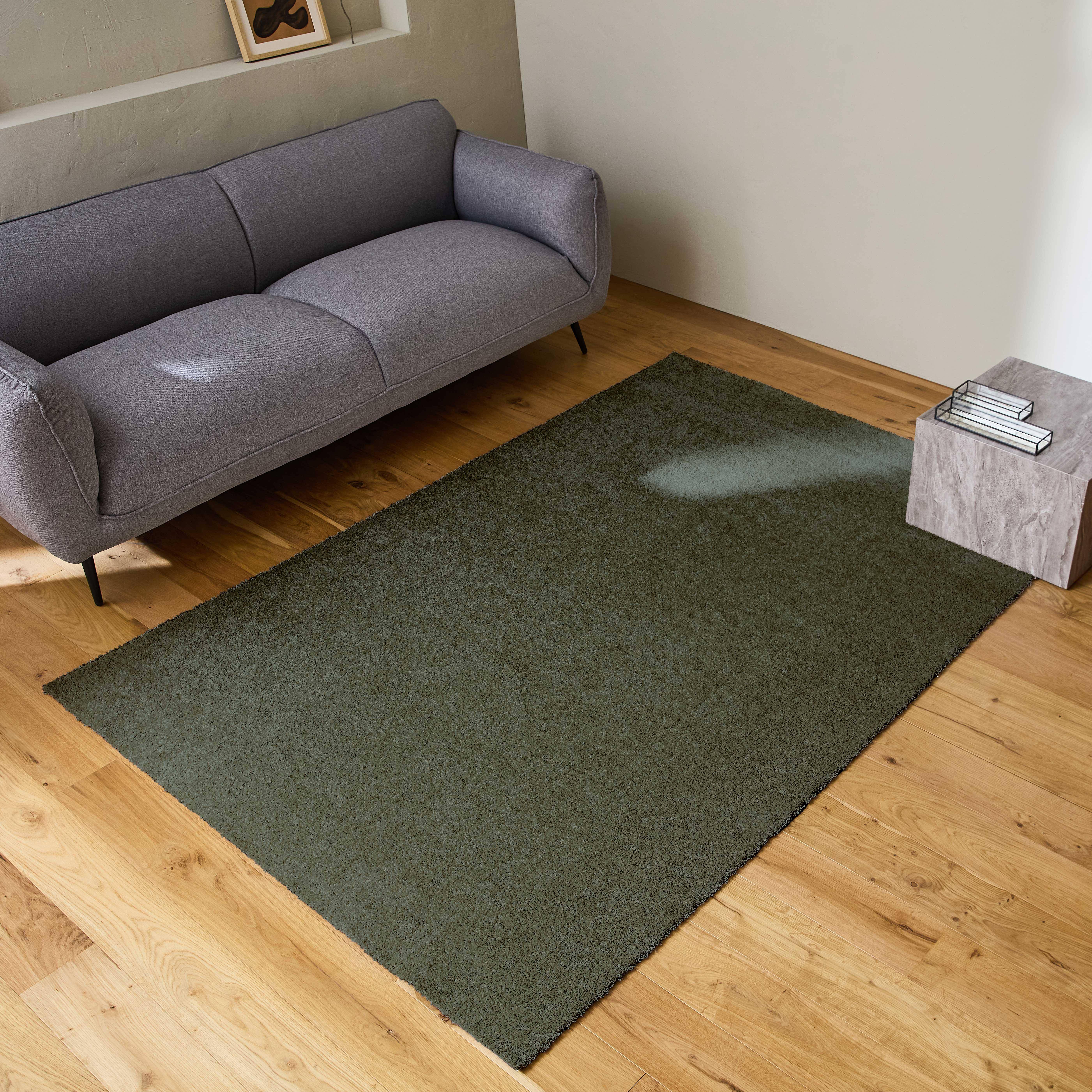 Dark green curly velour interior carpet, 200 x 290cm short pile with loop pile effect Photo1