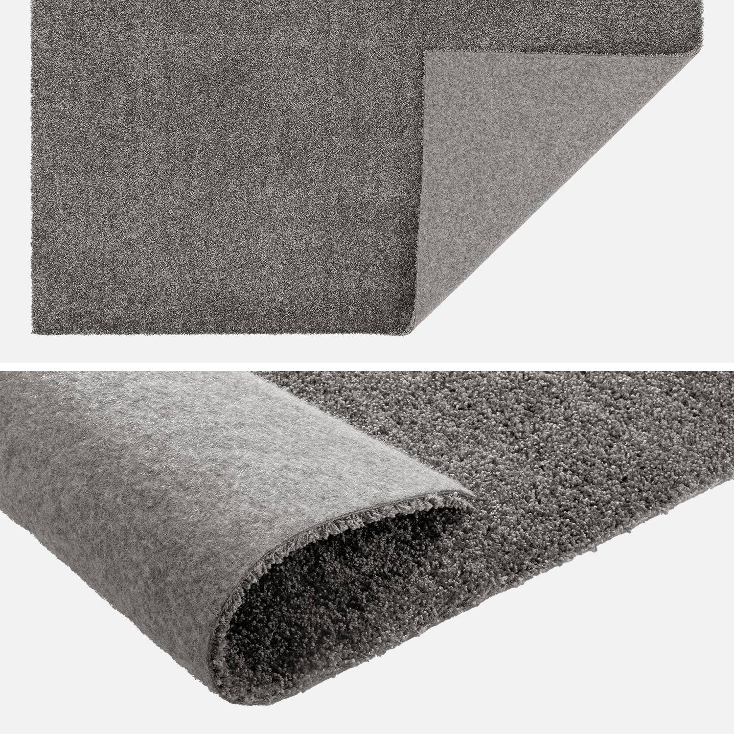 Tapis intérieur velours frisé gris anthracite, 200 x 290cm poil ras effet bouclette  Photo7