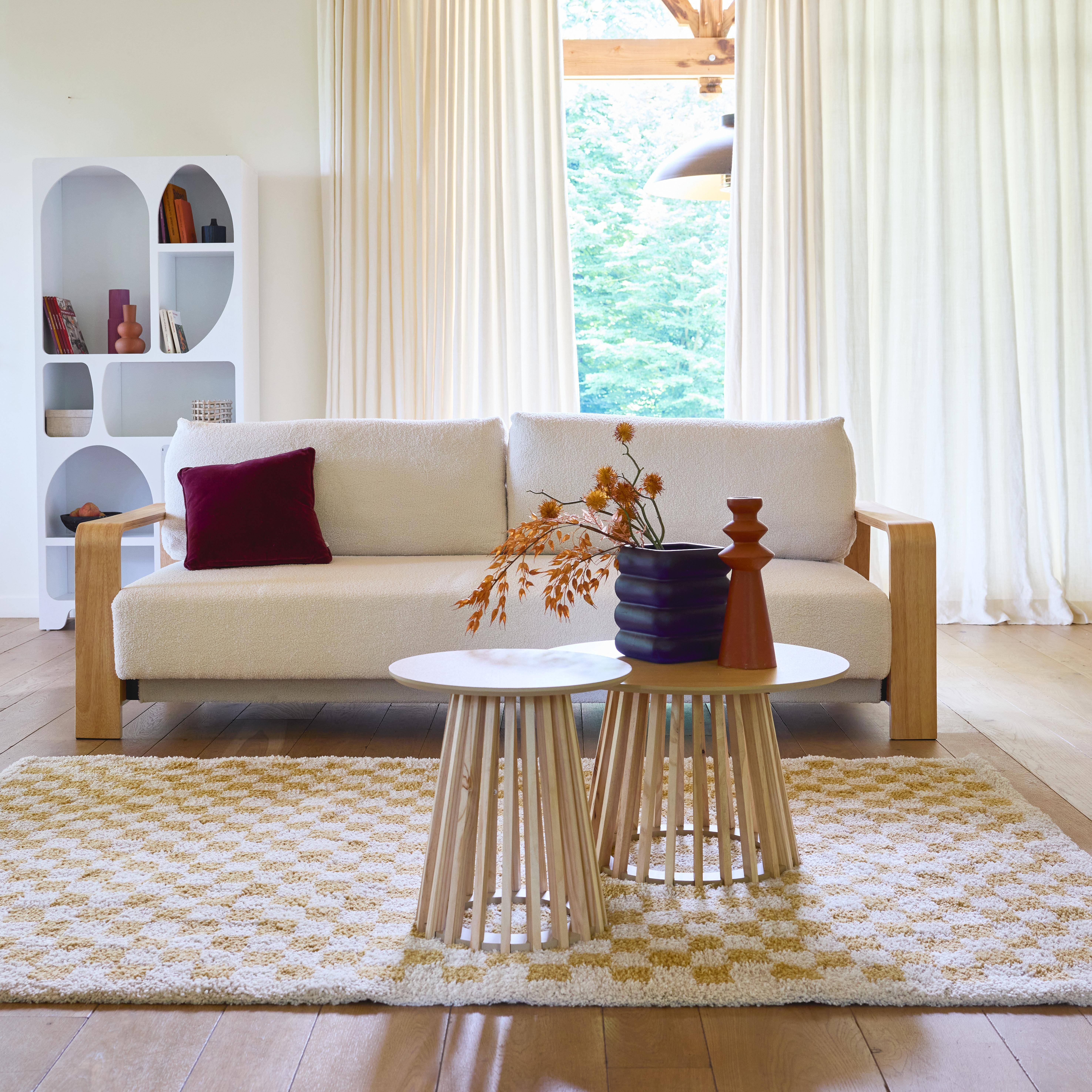 Mustard yellow and cream interior checkerboard rug, Taylor, 170x120x3 cm,sweeek,Photo2