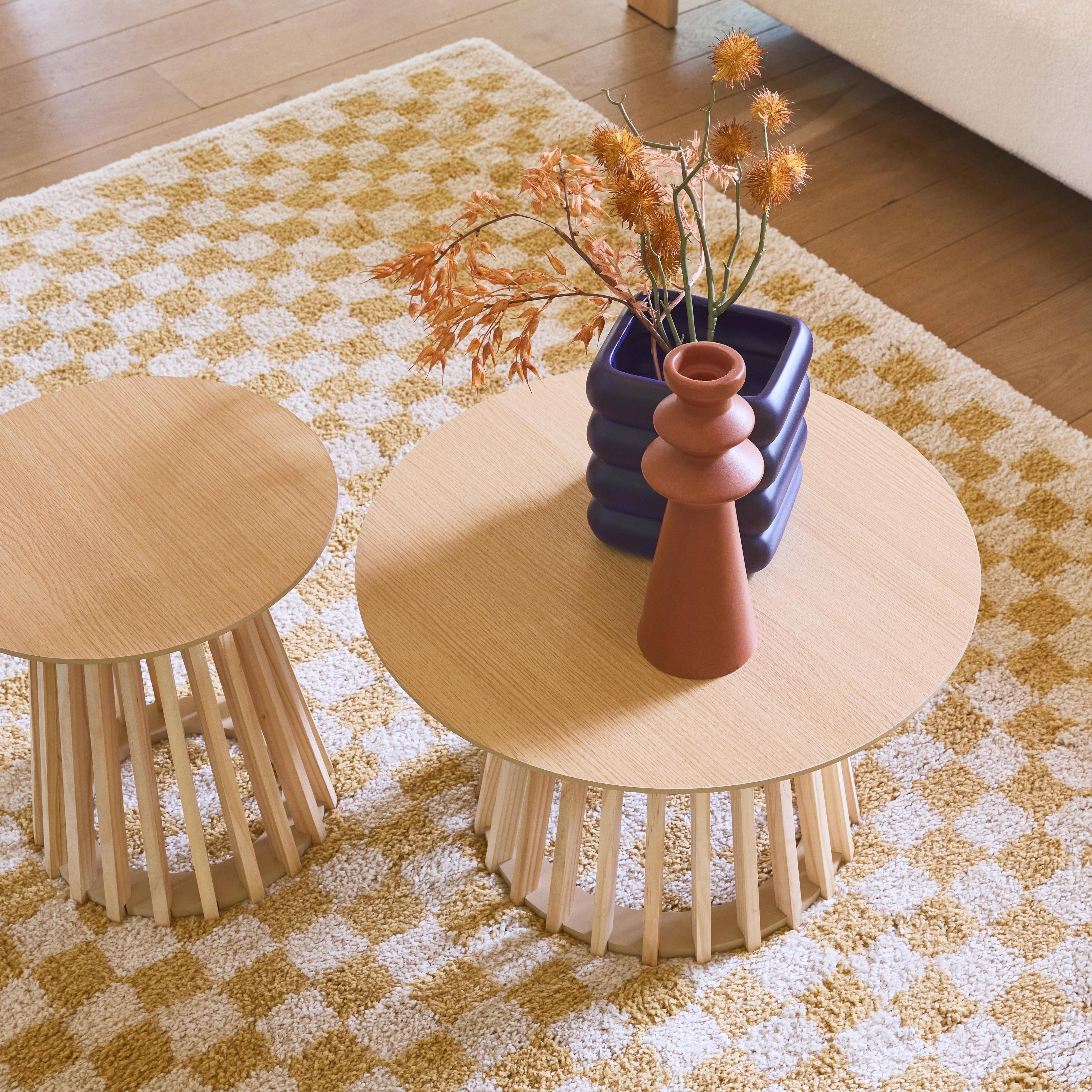 Mustard yellow and cream interior checkerboard rug, Taylor, 170x120x3 cm Photo1