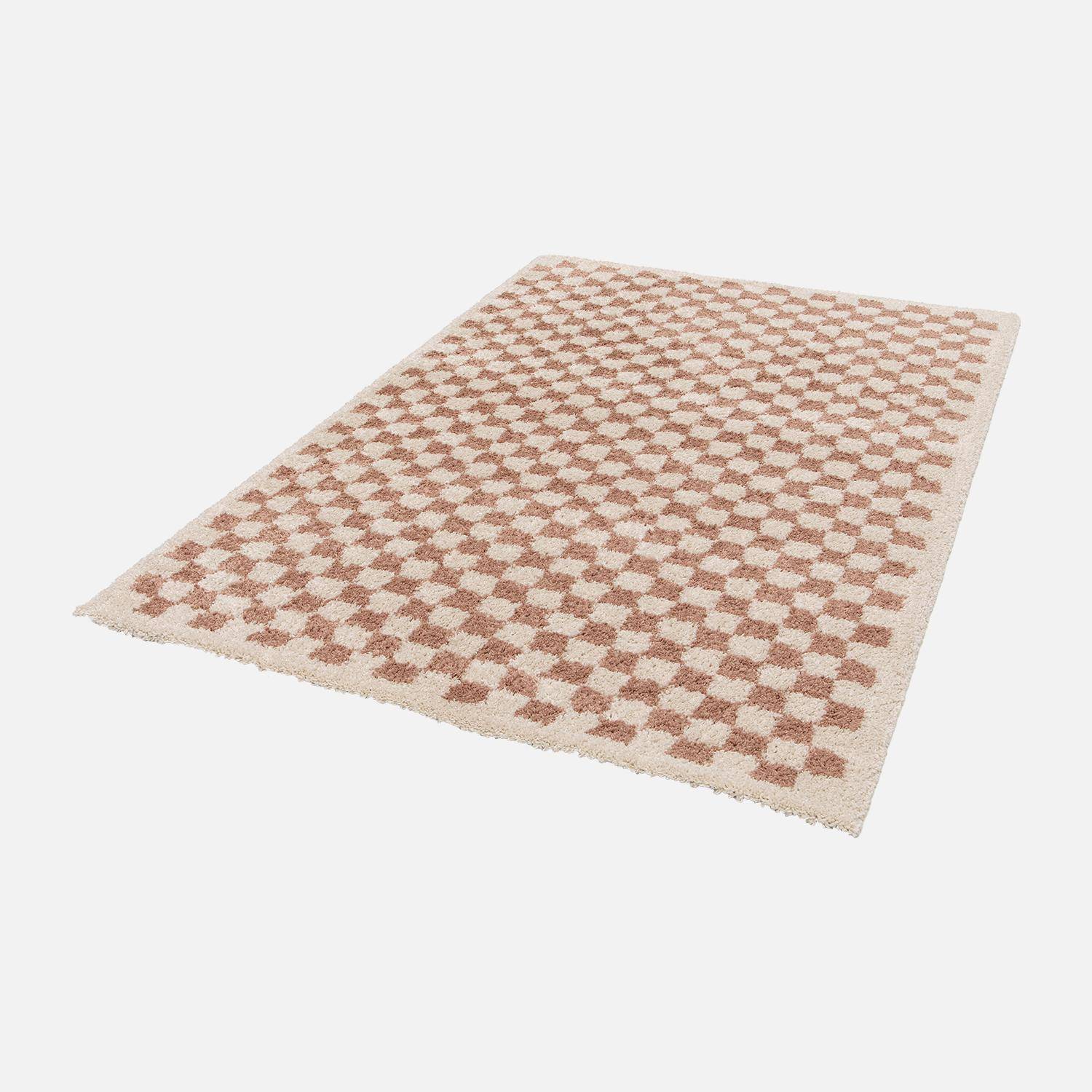 Old pink and cream checkerboard interior carpet, Taylor, 160 x 230 cm,sweeek,Photo3