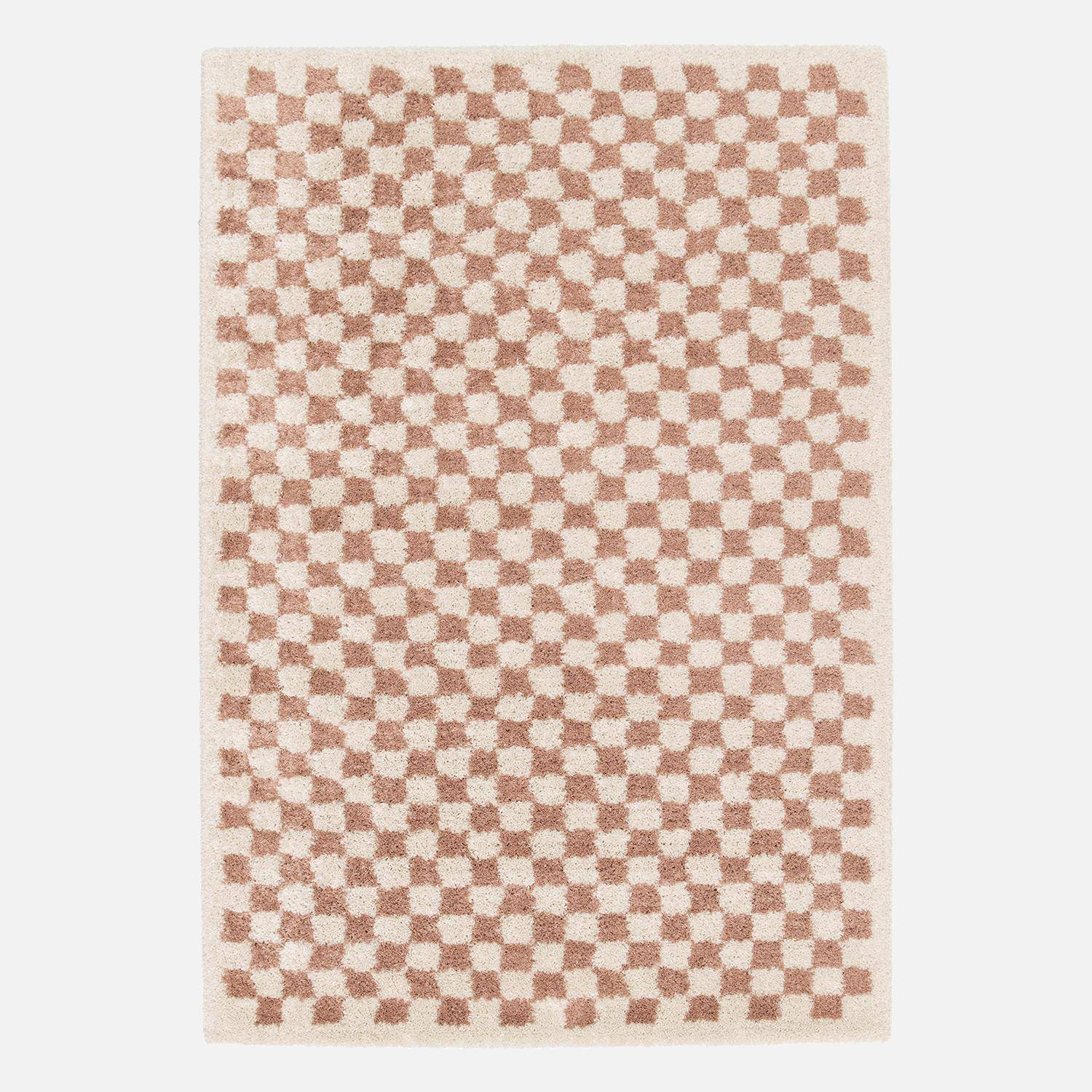 Old pink and cream checkerboard interior carpet, Taylor, 160 x 230 cm Photo1