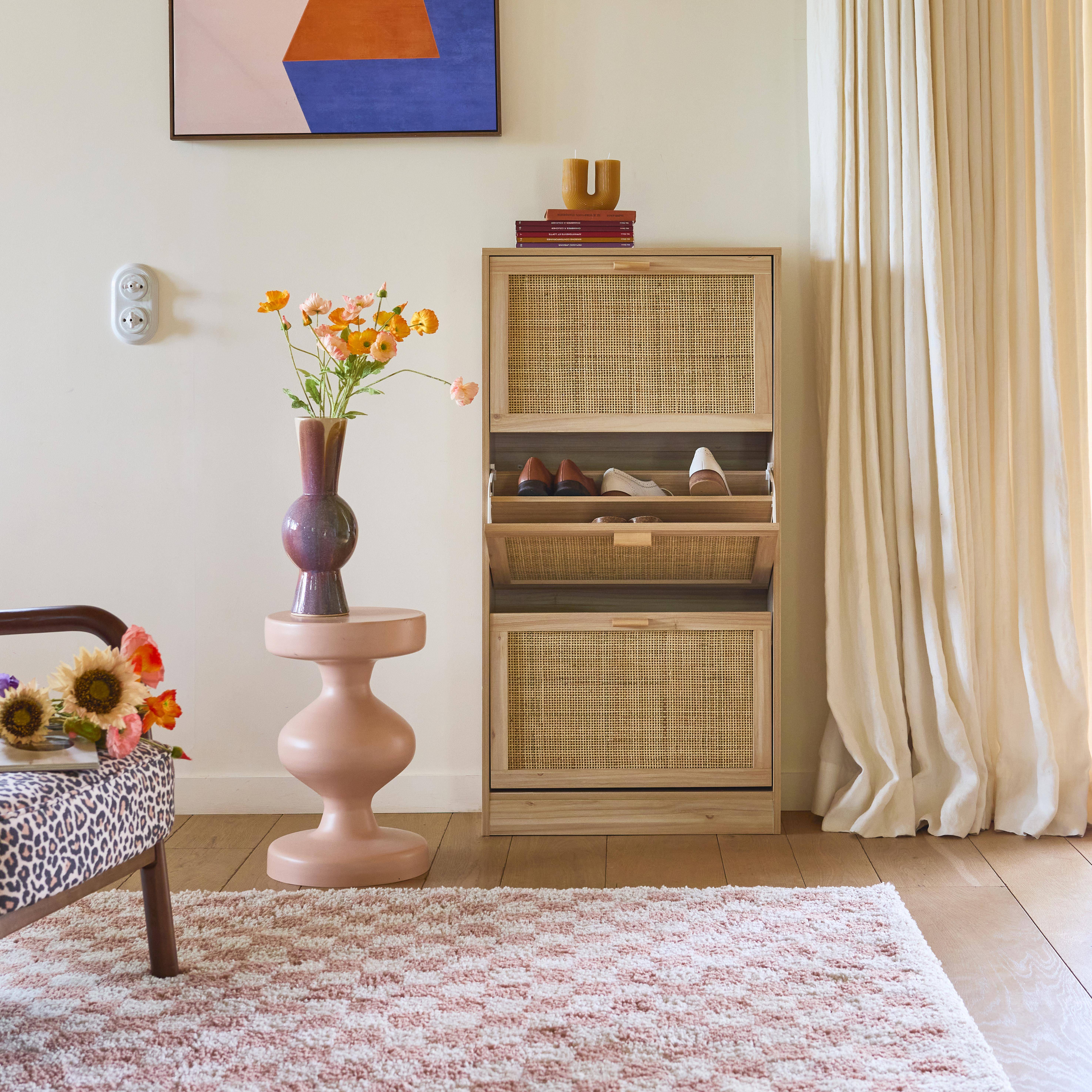 Indoor Teppich Shaggy Langflor 80x150 cm Schachbrettmuster altrosa und cremefarben - Taylor Photo3