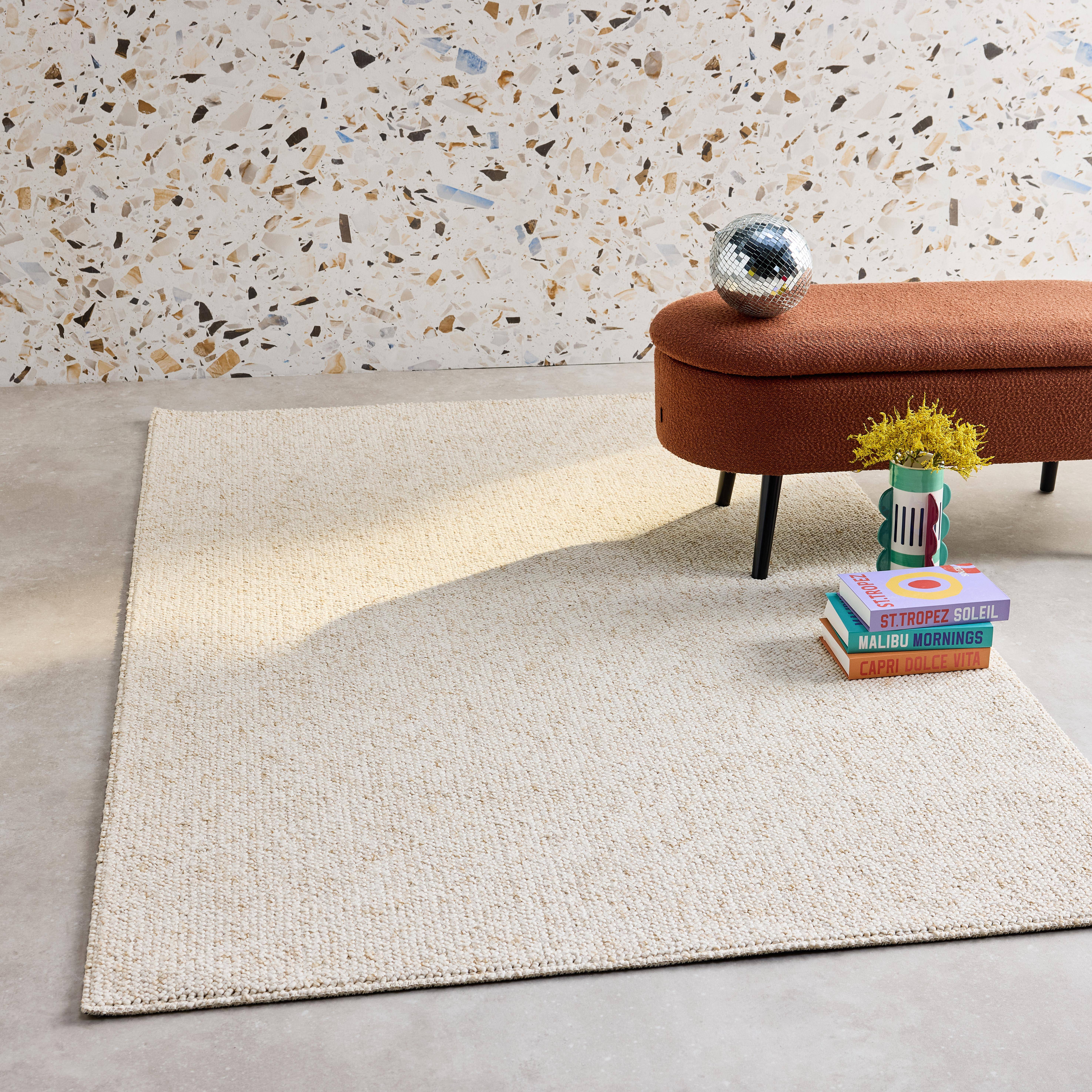 Tapis intérieur bouclette crème effet chiné 120x170cm Photo1