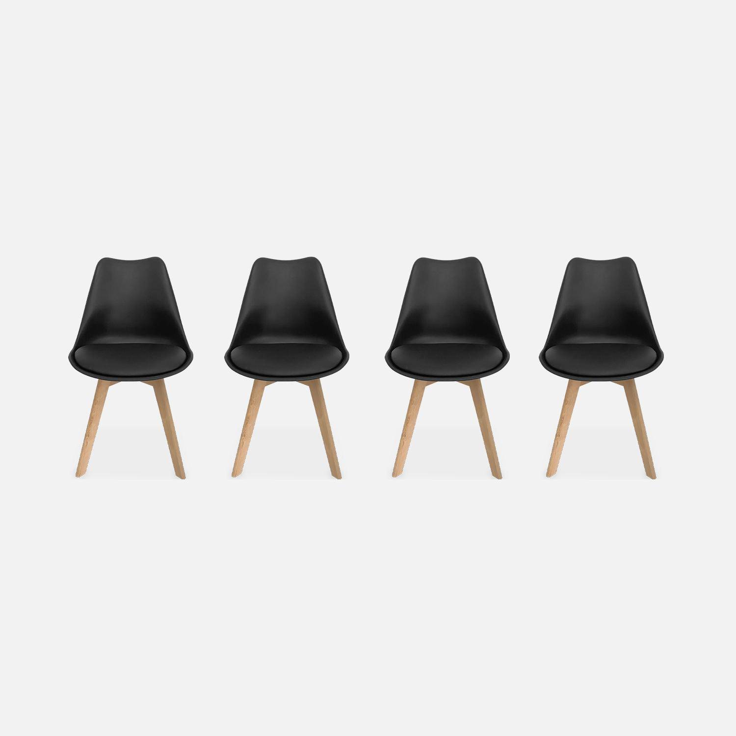 Set of 4 scandi-style dining chairs with wooden legs, Nils, Black, 47x55x81 cm,sweeek,Photo3