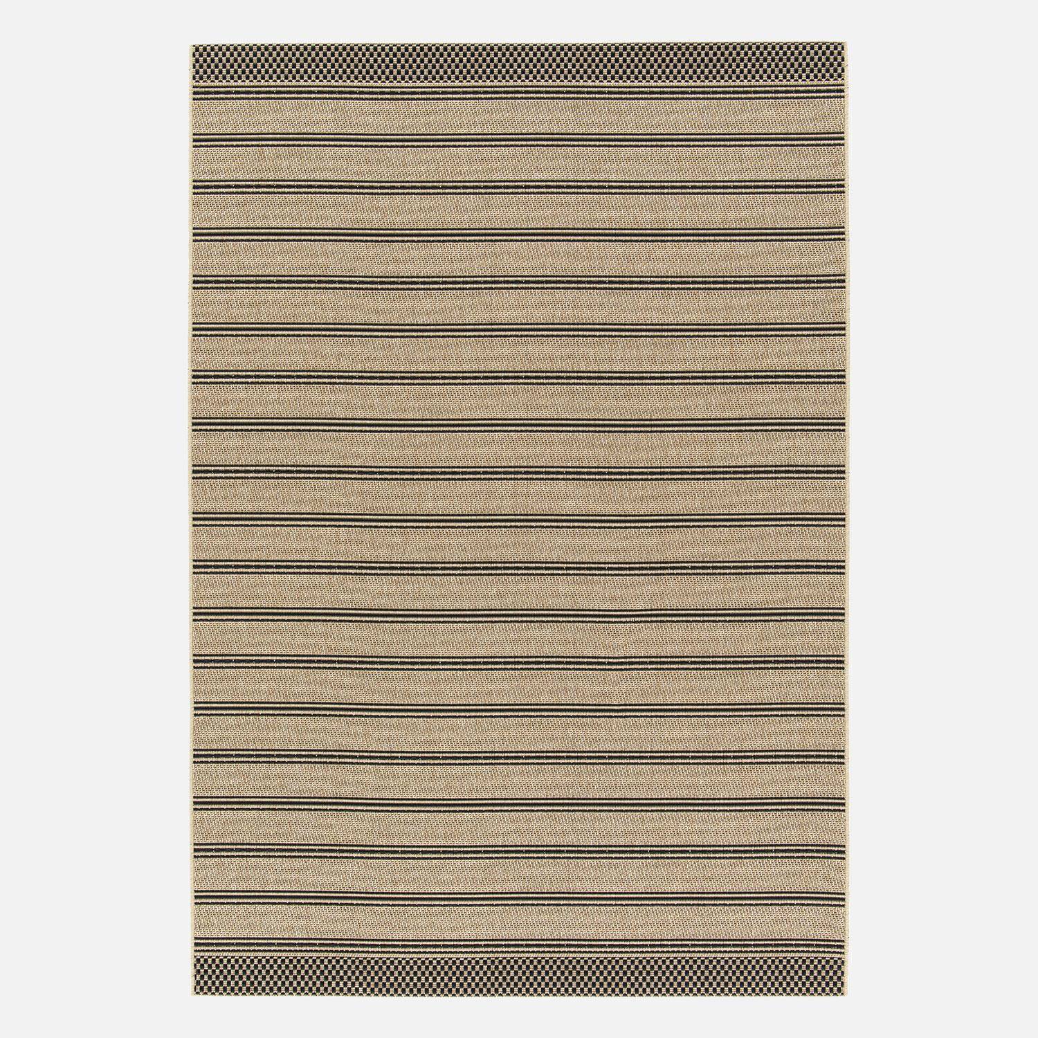 Beige interior/exterior carpet with black stripes , Hilary, 160 x 230 cm Photo3
