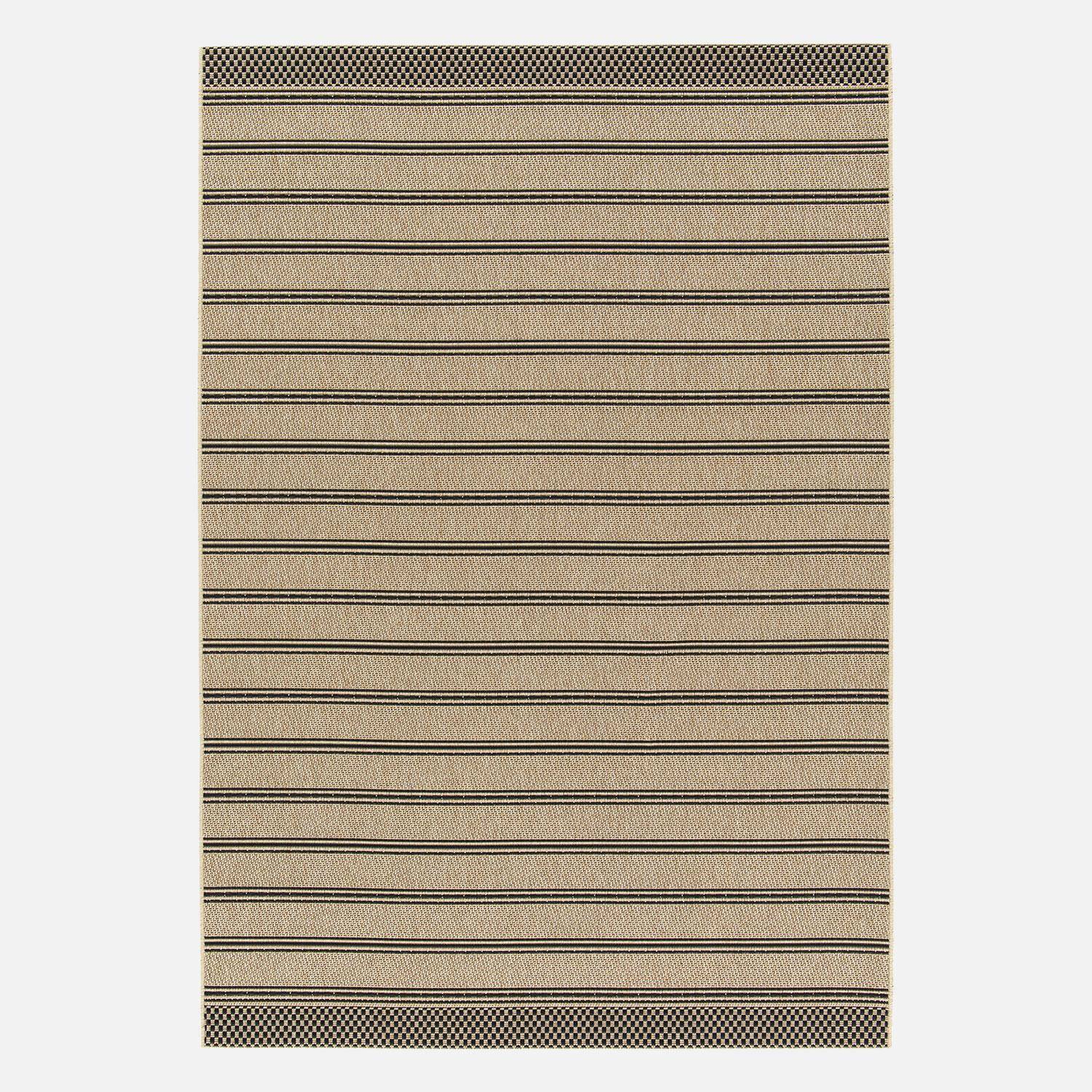 Indoor / Outdoor beiger Teppich schwarze Streifen Hintergrund in Jute-Optik, 200x290 cm - Hilary Photo3