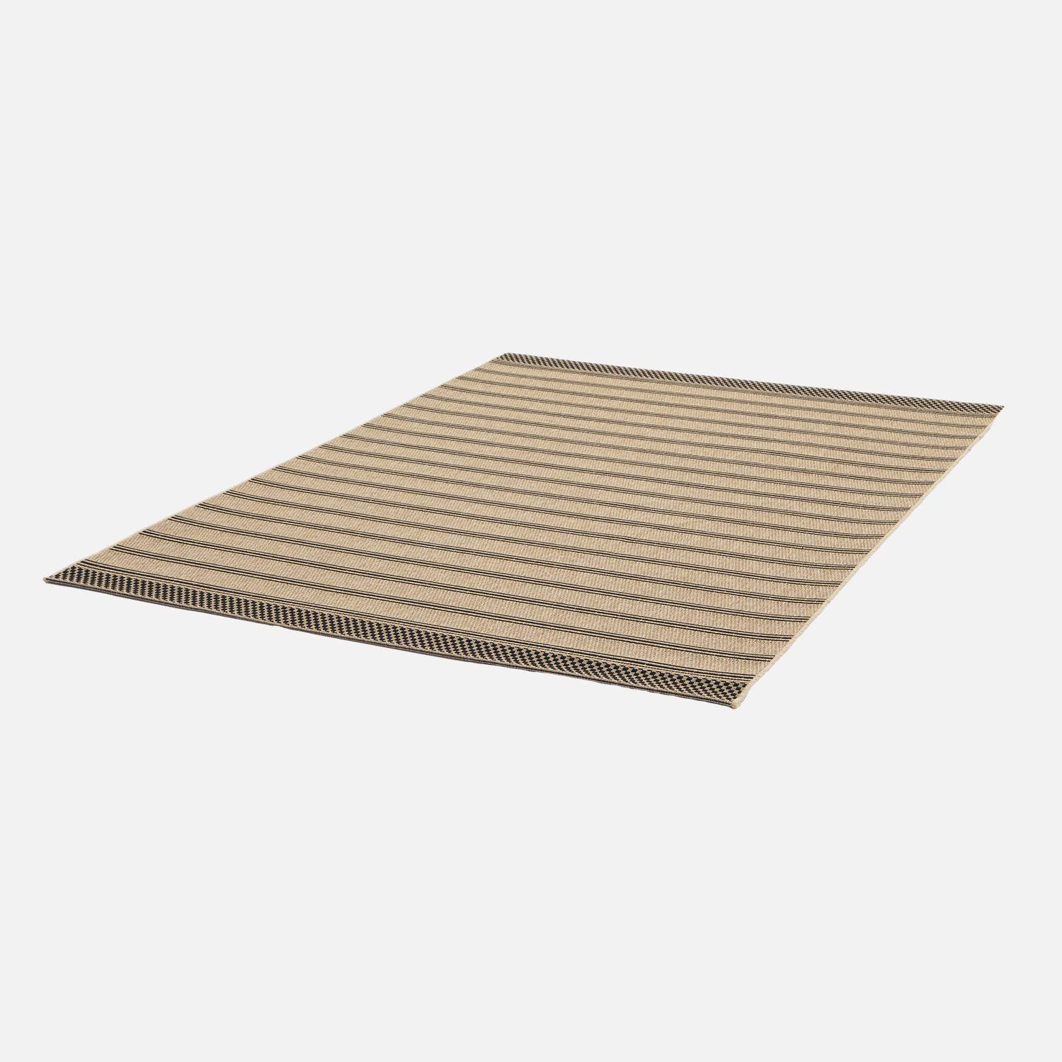 Indoor / Outdoor beiger Teppich schwarze Streifen Hintergrund in Jute-Optik, 200x290 cm - Hilary Photo5