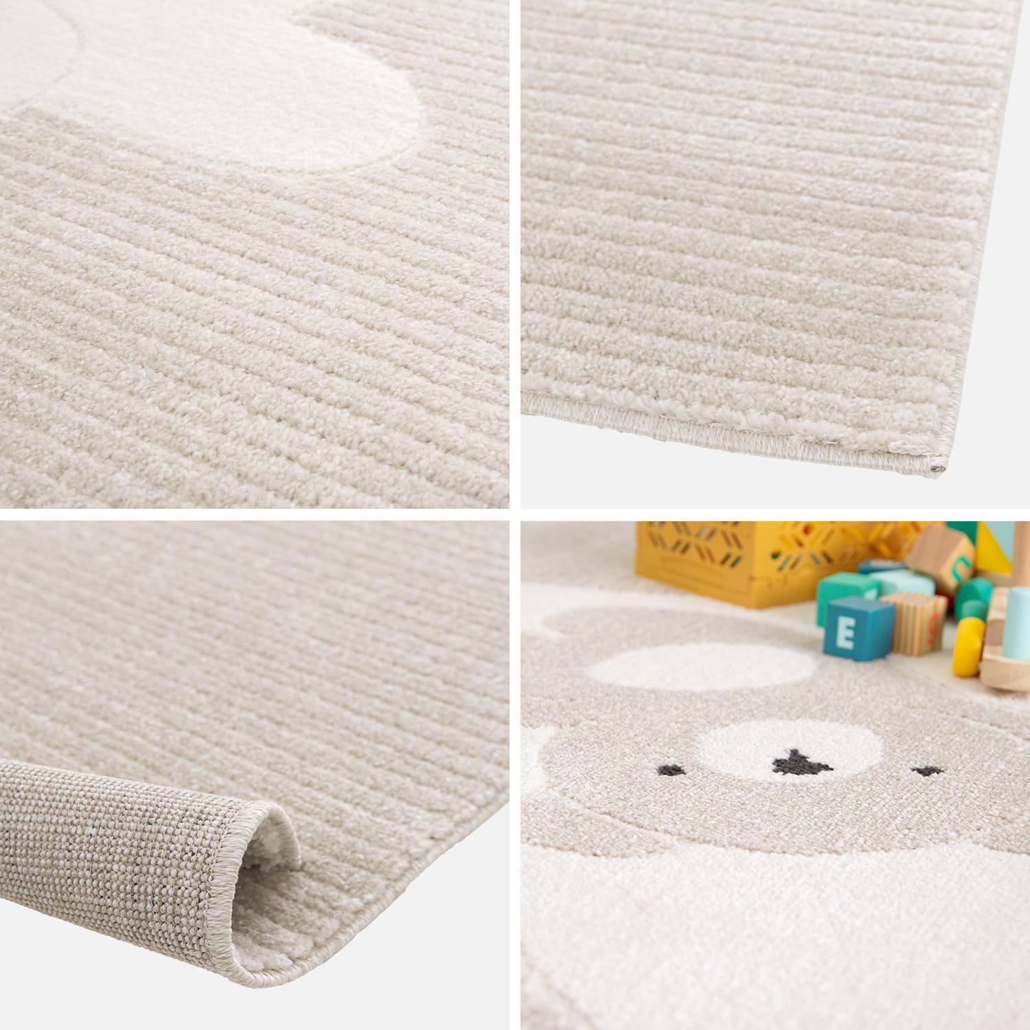 Tapis enfant beige / crème 80 x 150cm, tapis intérieur oursons, poils ras  Photo5