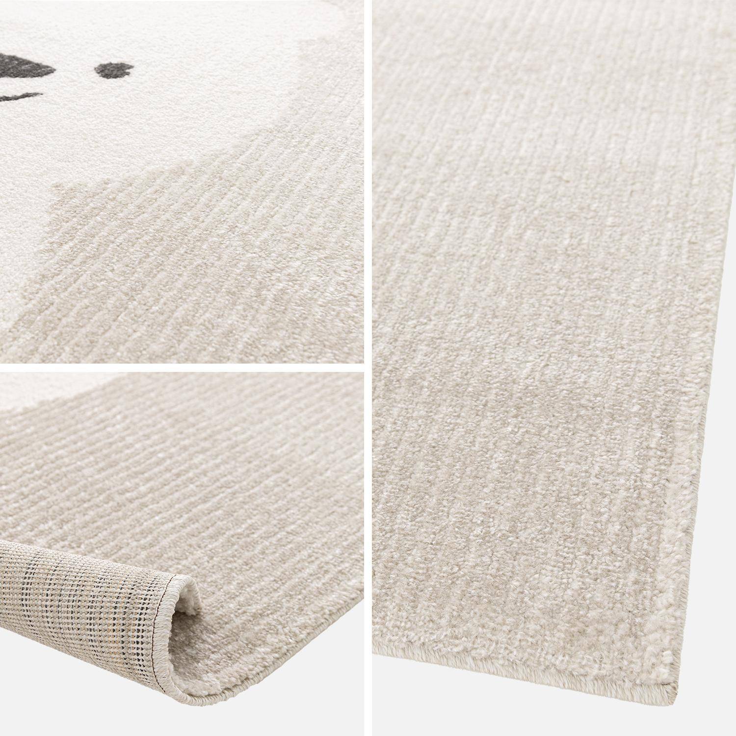 Tapis enfant 80 x 150cm Beige / Crème, petit ourson, poil ras, tapis frisé très doux  Photo5