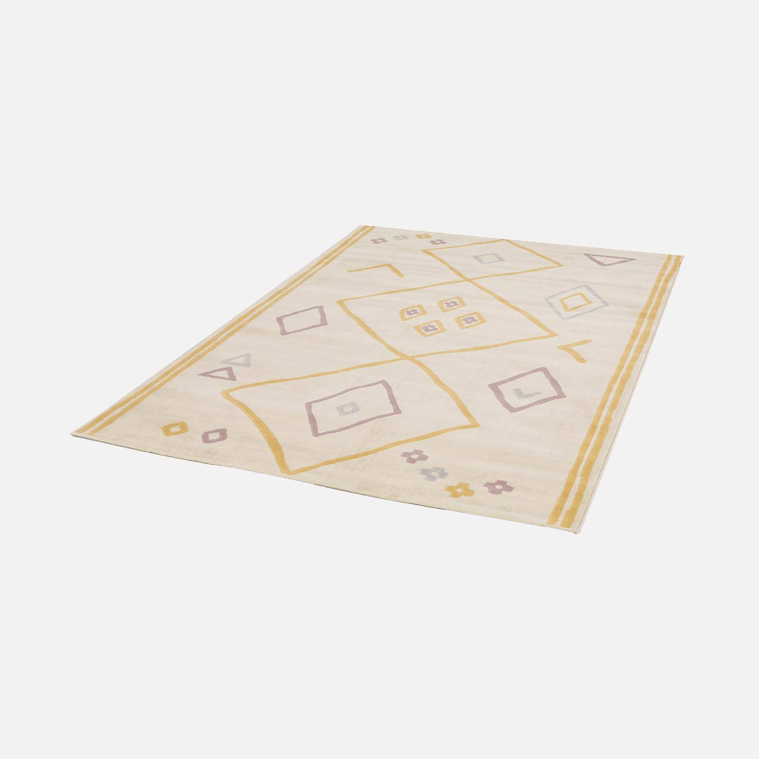 Tapis enfant berbère 80 x 150cm tapis intérieur crème et multicolore, poil ras  Photo3