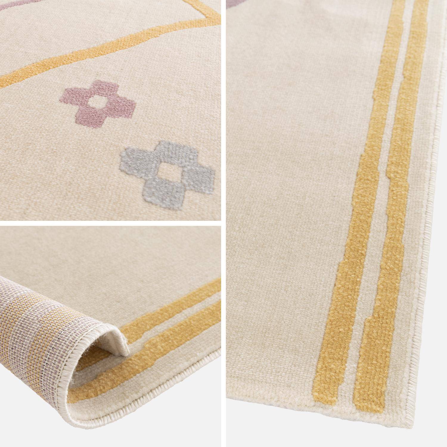 Tapis enfant berbère 80 x 150cm tapis intérieur crème et multicolore, poil ras ,sweeek,Photo2