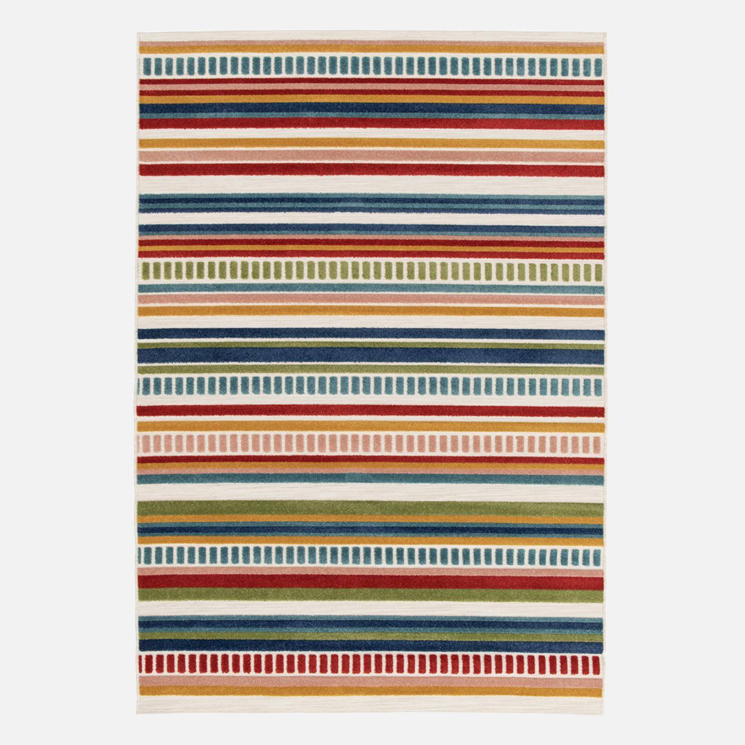 Tapis enfant à rayures 80 x 150cm, tapis intérieur multicolore poil ras  Photo3