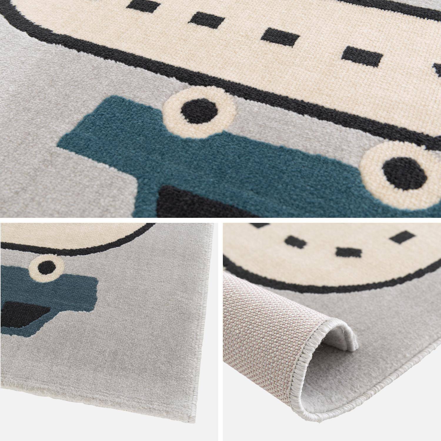 Tapis enfant circuit de voiture gris clair poils ras 120 x 170cm Photo4