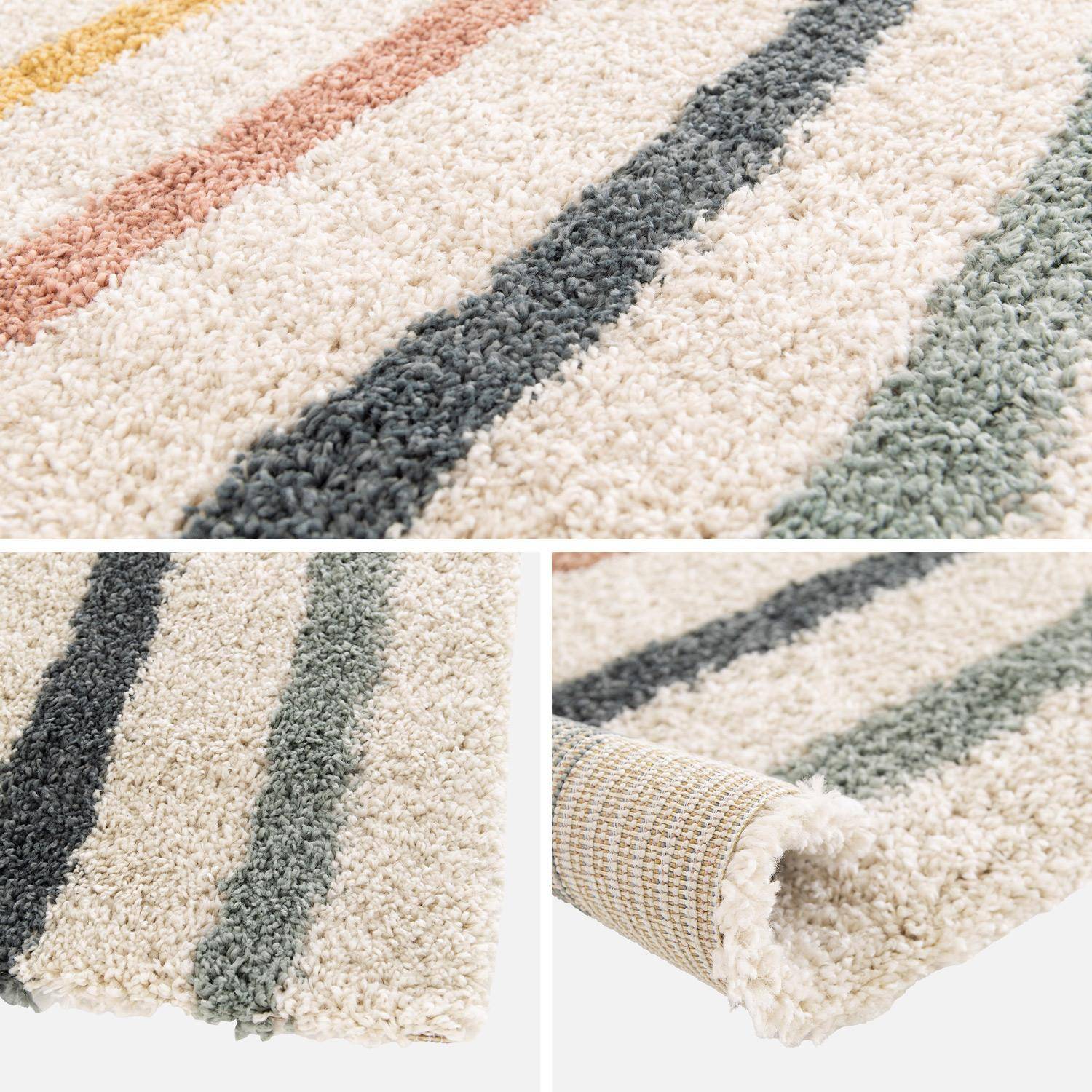 Tapis enfant arc-en-ciel 120x170cm, tapis intérieur crème et multicolore, poils longs shaggy  Photo5