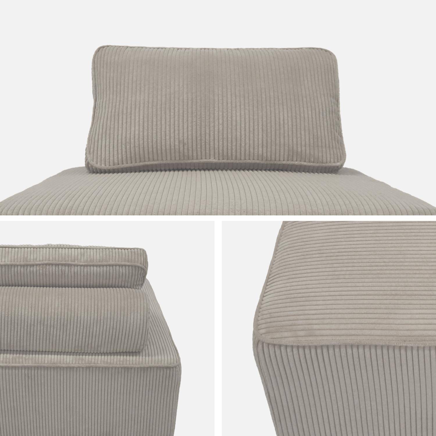 Sillón de diseño para sofá modular de pana, Lao, Gris claro, 90x90x40 cm,sweeek,Photo5