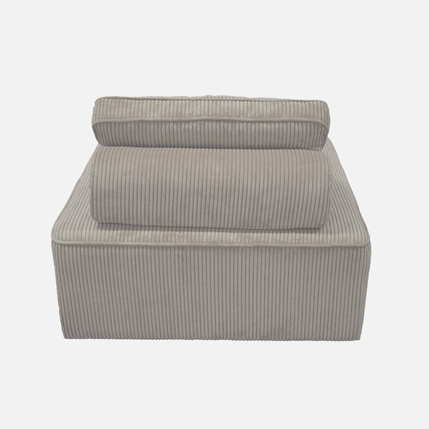 Lot de 2 chauffeuses  pour canapé modulable velours côtelé gris clair avec un coussin  Photo5