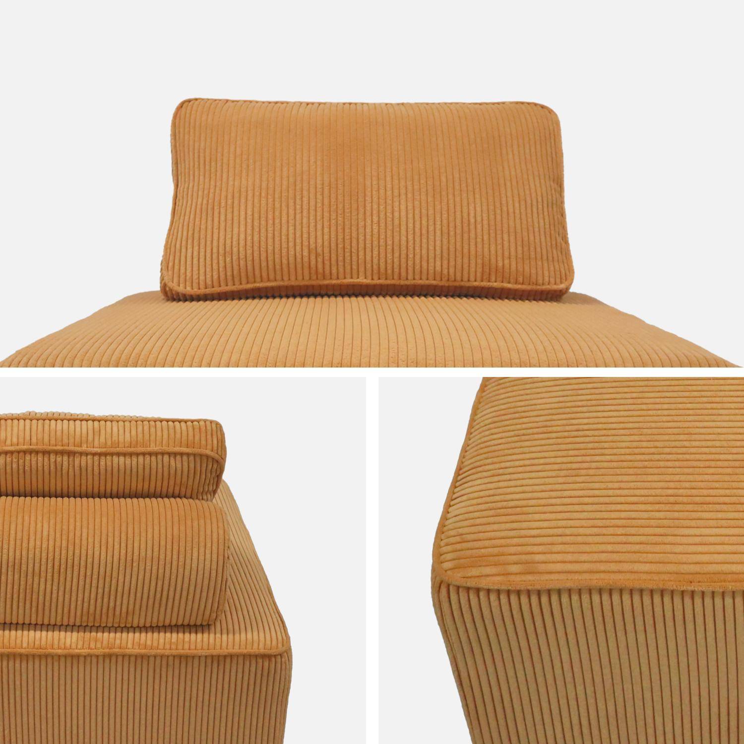 Lot de 2 chauffeuses  pour canapé modulable velours côtelé jaune avec un coussin  Photo6