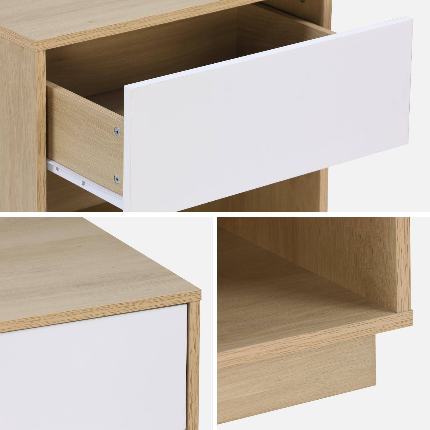 Table de chevet 1 tiroir 1 niche effet bois bicolore ,sweeek,Photo5